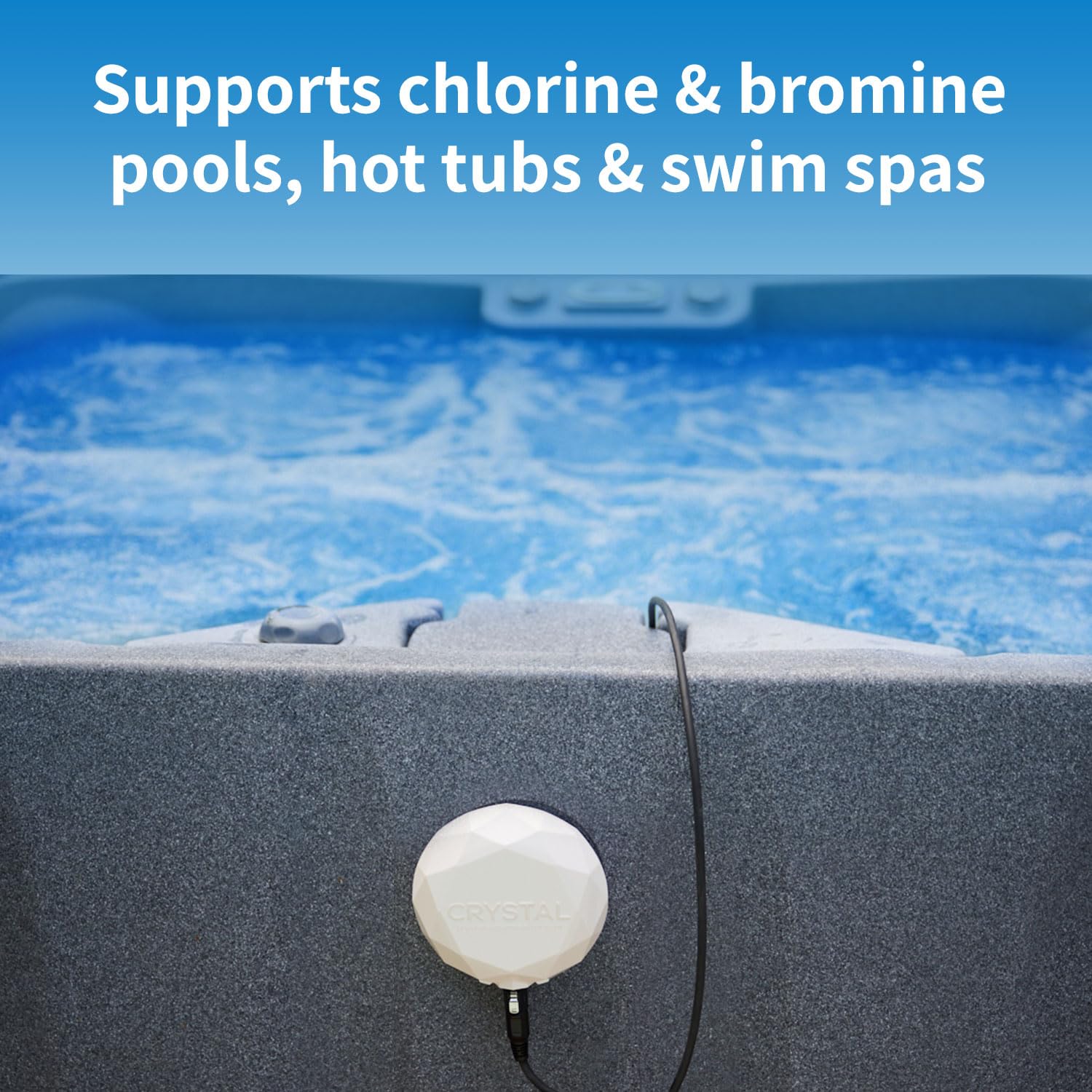 **Smart Pool Water Monitor - Digital Chlorine & Bromine Tester for Pools, Hot Tubs, Swim Spas | 24/7 Continuous Testing, App Alerts & Custom Chemical Dosing (2024 Model) | Perfect for Home, Vacation Rentals & Commercial Spas**