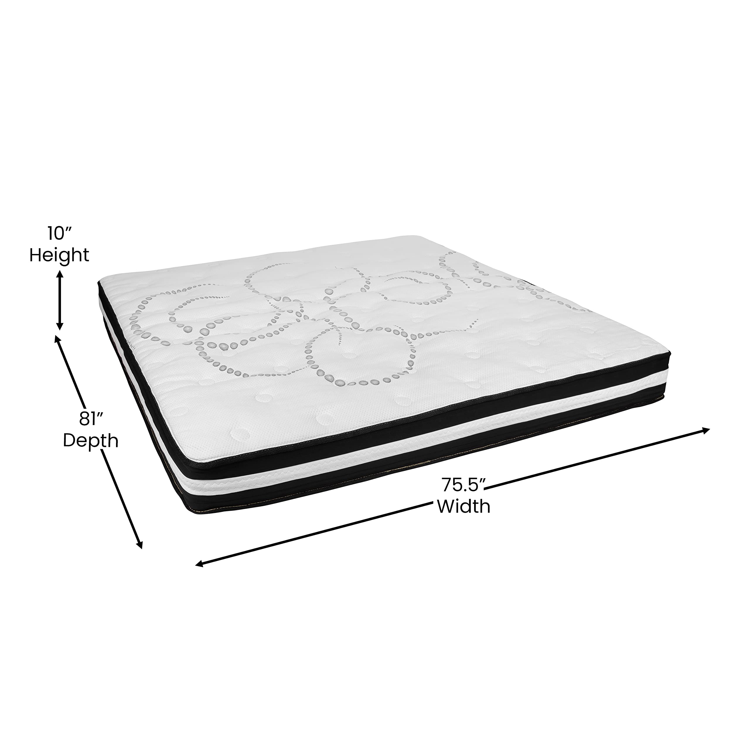 Flash Furniture Tribeca King Size Tufted Upholstered Platform Bed - Beige Fabric with 10 Inch CertiPUR-US Certified Pocket Spring Mattress | Modern Bedroom Furniture for Master Suite, Guest Room & Apartment