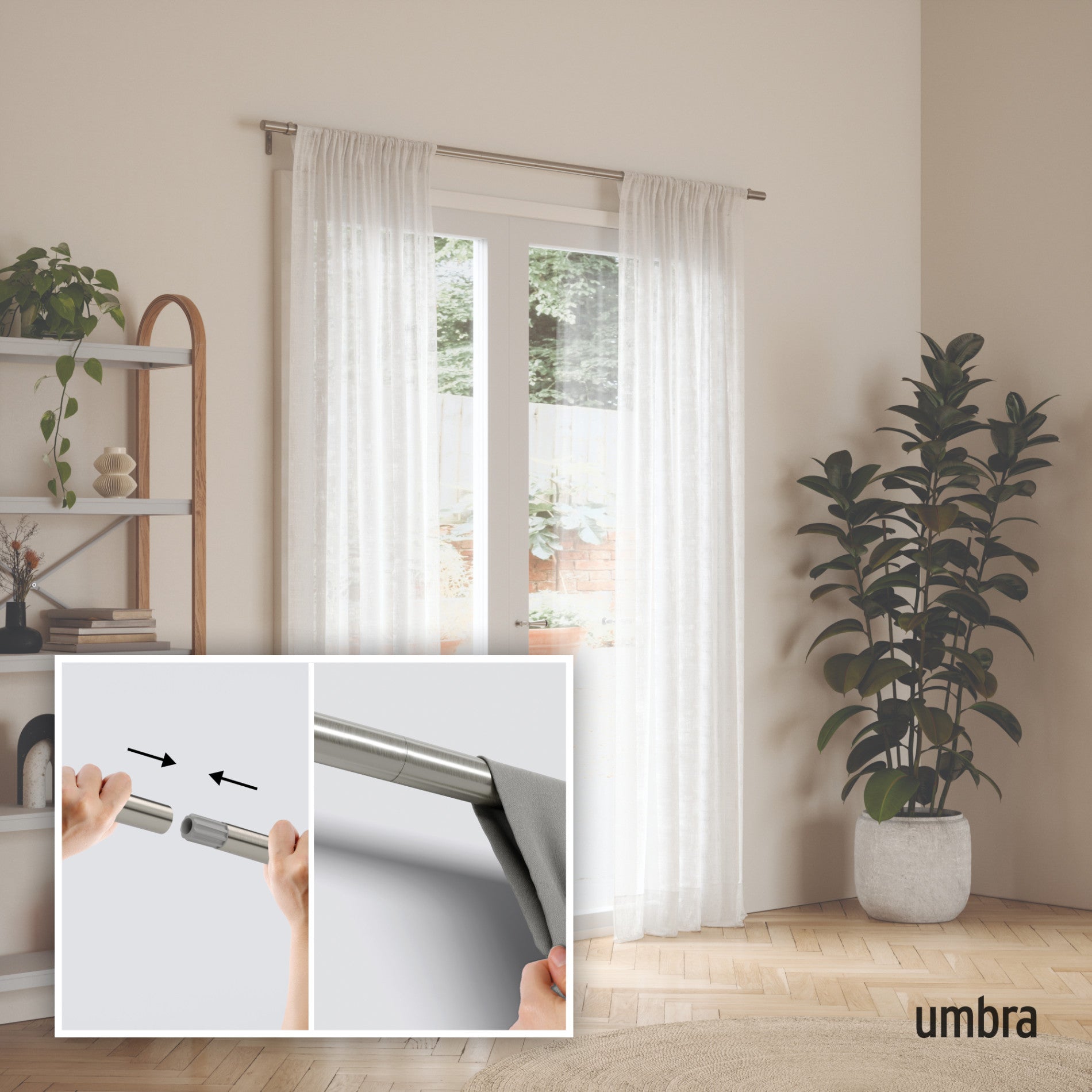 Zen Blackout Curtain Rod - Heavy Duty Adjustable Window Drapery Rod for Bedroom & Living Room - Perfect for Light Blocking & Privacy