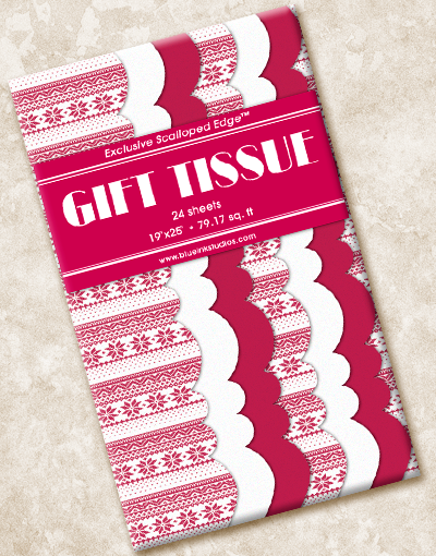 Festive Holiday Sweater Scalloped Edge Tissue Paper - Christmas Gift Wrapping, Party Decorations & Craft Projects