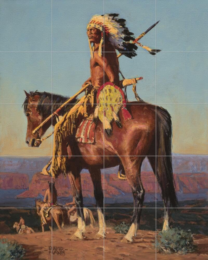 Ceramic Backsplash Tile Mural - Native American Indian Design - Red Rock Sundown by David Mann - Perfect for Kitchen & Bathroom Decor