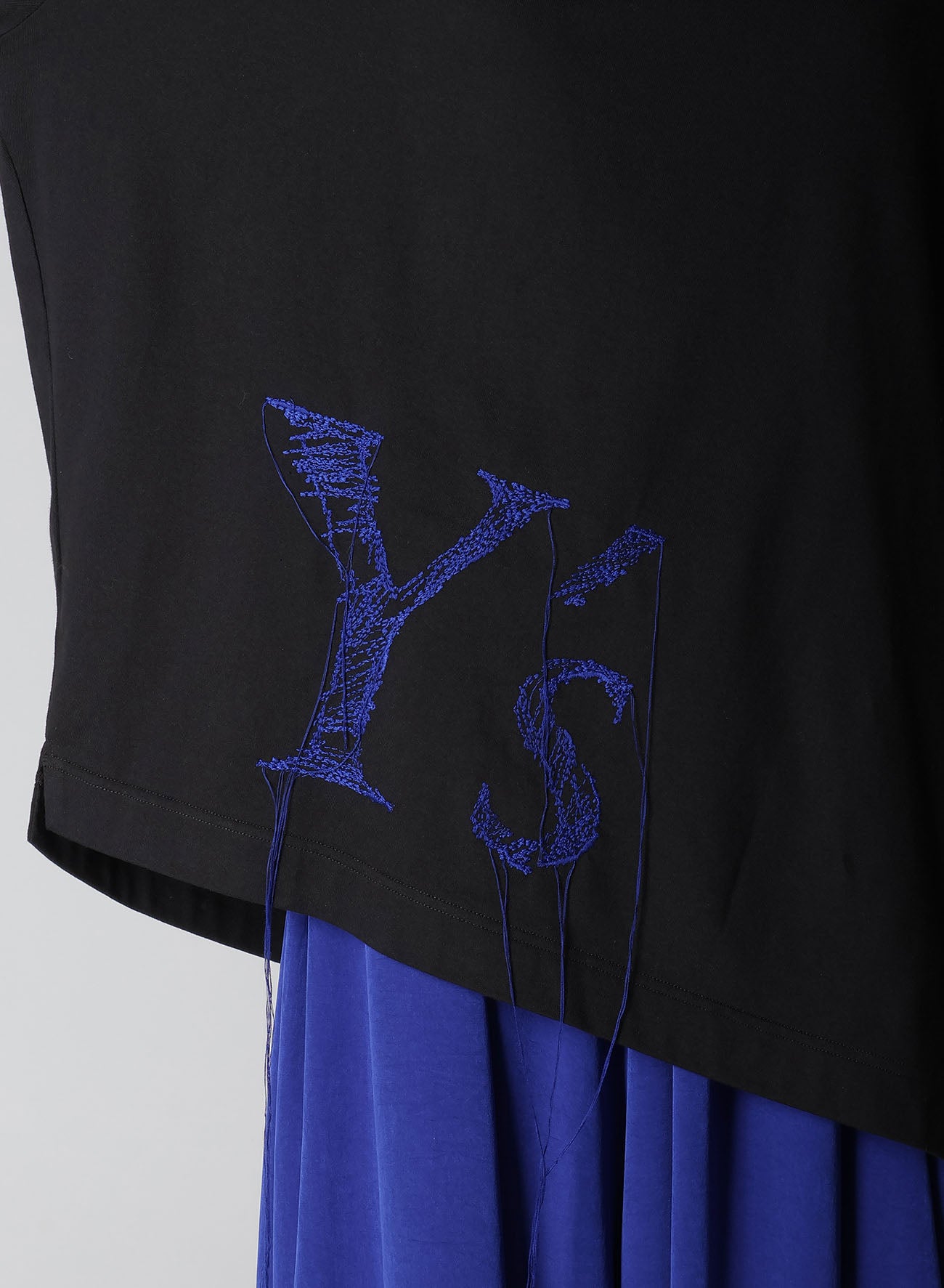 Y's Logo Stitch Asymmetric Drape Cotton Jersey T-Shirt - Casual Wear for Women, Street Style Fashion, Everyday Comfort