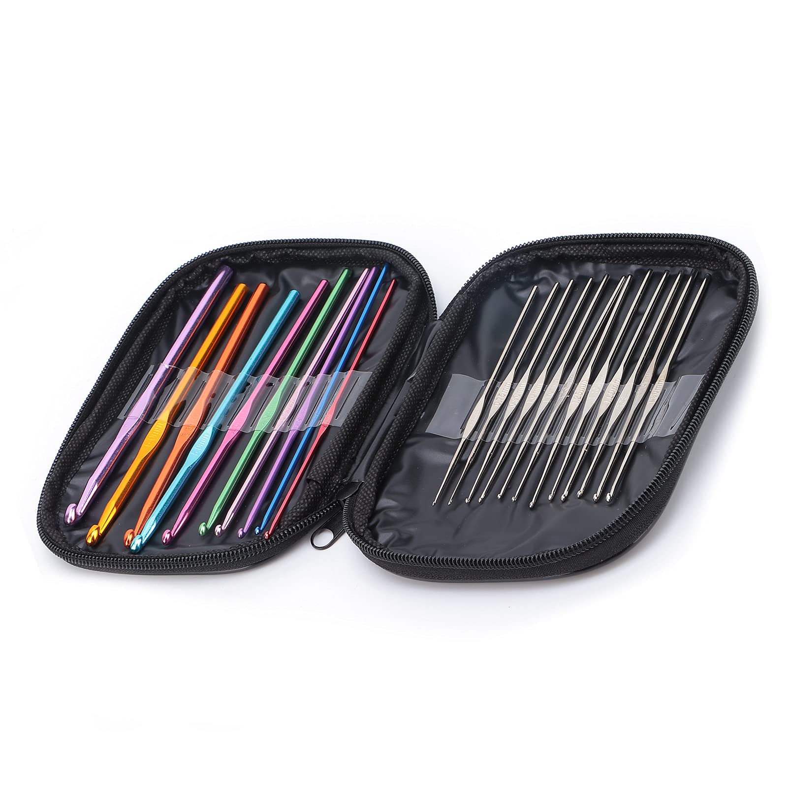 100Pcs Durable Crochet Needles Set with Portable Storage Bag - Professional Knitting Tools for DIY, Weaving & Home Crafts | Perfect for Beginners, Yarn Projects & Gift Making (Black)