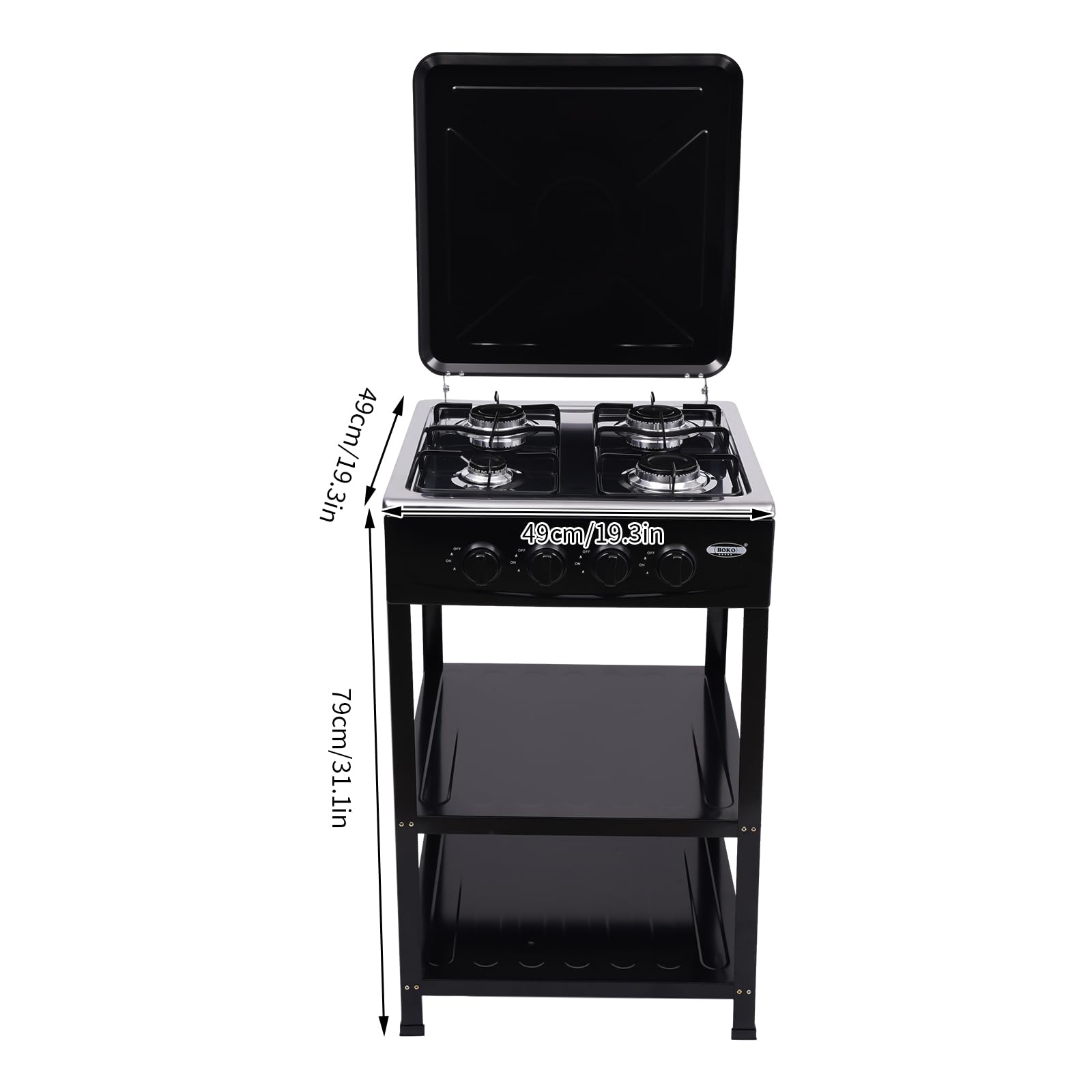 **4 Burner Propane Gas Grill Stove - 300,000 BTU Outdoor Camping BBQ Cooker with 2-Tier Storage Rack, Stainless Steel Portable Design for Backyard Cooking, Home Brewing & Canning - Perfect for Picnics, Tailgating, and RV Trips**