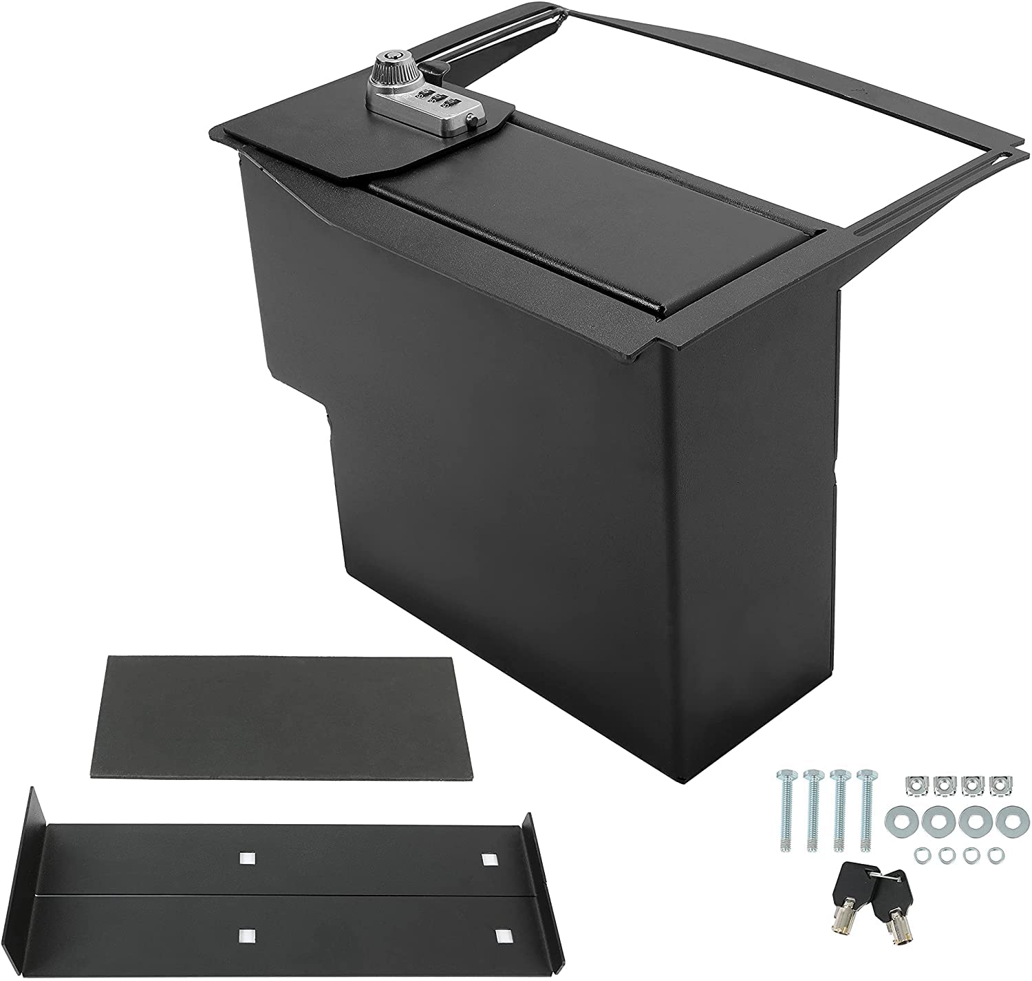 HECASA Heavy Duty Center Console Safe Lock Box - Compatible with 2015-2022 Ford F150 Raptor F250 F350 Super Duty Trucks | Powder Coated Steel Security Storage | Perfect for Guns, Cash & Valuables Protection in Your Vehicle