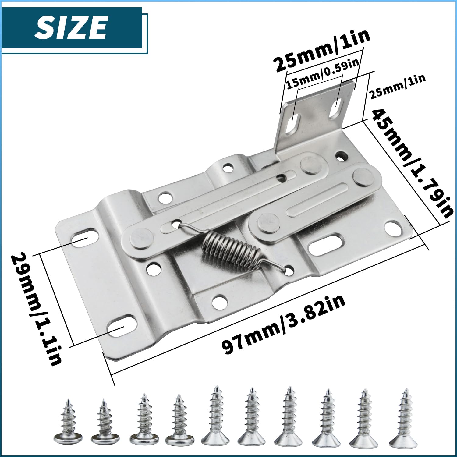 SUUJI 45 Degree Tilt Tray Hinges - 1 Pair Heavy Duty Steel Scissor Hinges for Kitchen Sink Drawers, Bathroom Flip-Down Doors & Cabinet Storage Boxes | Durable Silver Finish | Perfect for Space-Saving Storage Solutions