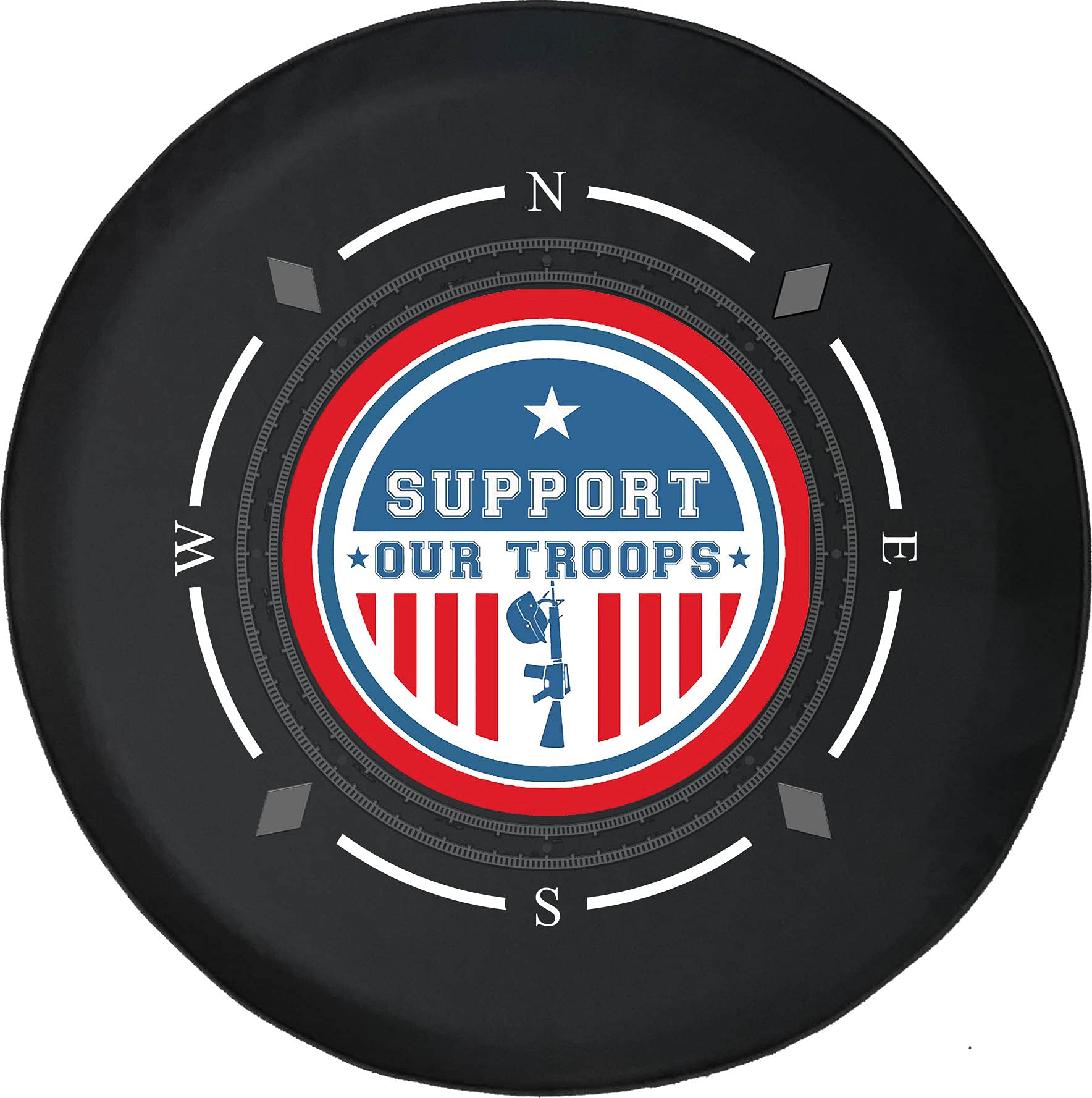 Military USA Spare Tire Cover with Compass Design - Durable SUV, Trailer, RV Wheel Cover Accessories for Outdoor Adventures & Road Trips
