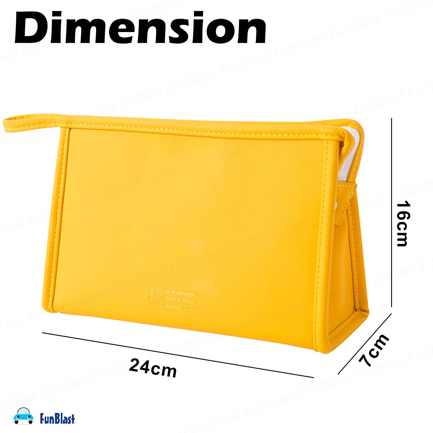 FunBlast Women's Cosmetic Pouch - Waterproof Makeup Bag with Zipper Lock, Travel Toiletry Organizer, Portable Storage Case for Cosmetics, Jewelry & Essentials (Yellow) - Perfect for Travel, Gym & Daily Use