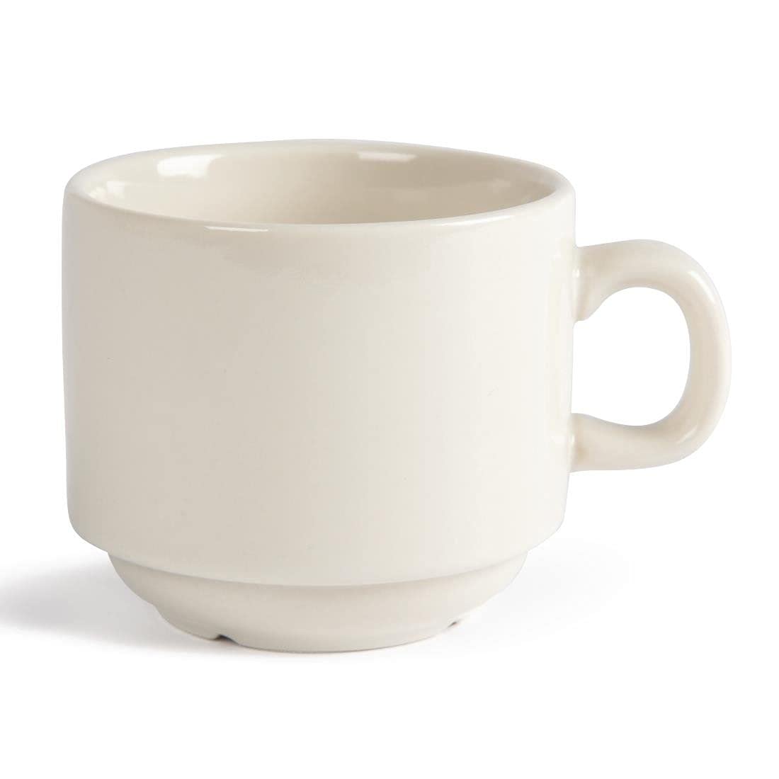 Ivory Stacking Tea Cup Set - 12 Pack, 7.5oz Porcelain Tea Cups for Home, Office, or Restaurant Use - Perfect for Tea Parties, Gifts, and Daily Tea Drinking