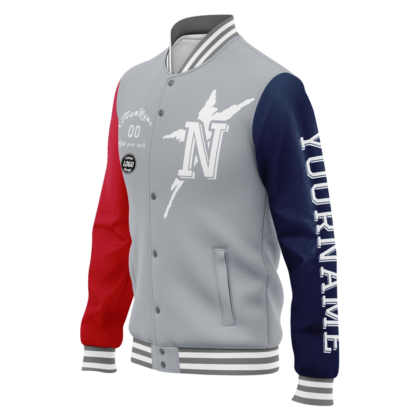 Custom Gray Red Blue New England Jacket & Sports Shoes Combo – Personalized Matching Outfit for Men | Gym, Running, Casual Wear | D020294-26