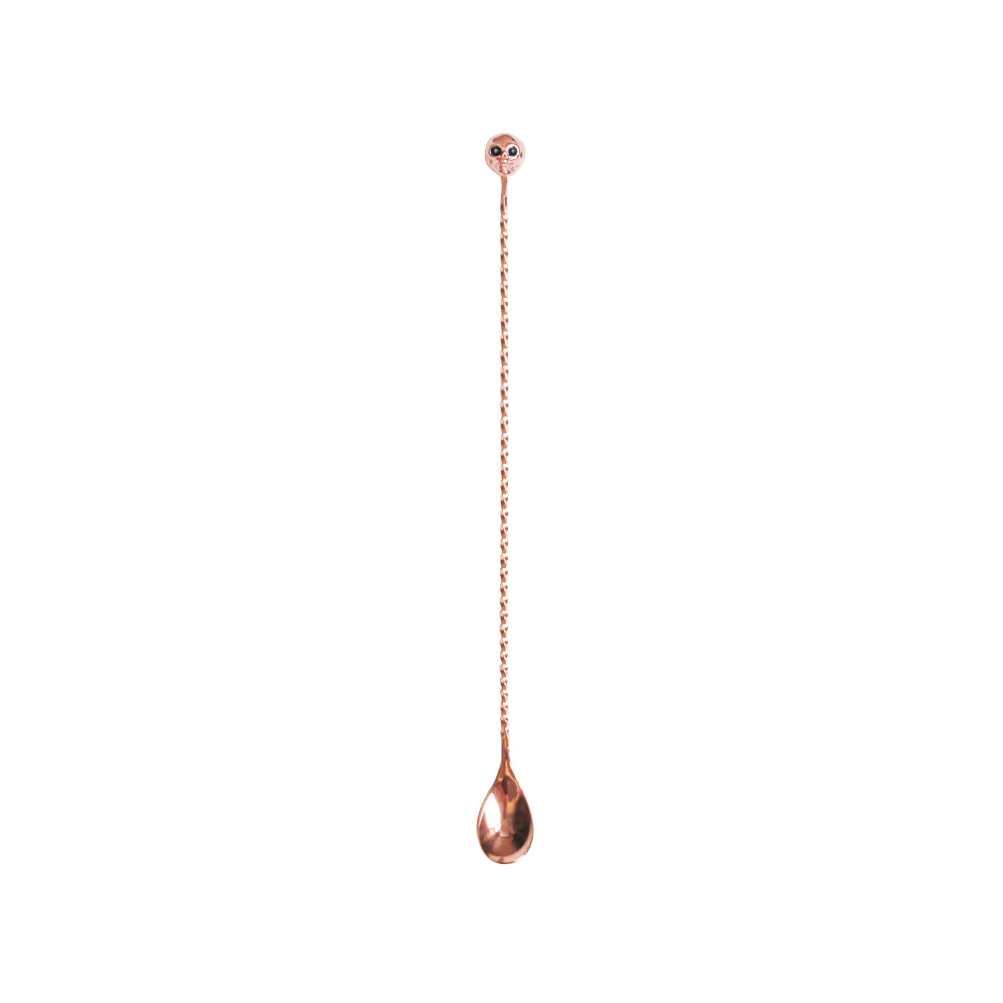 Vintage Skull Bar Spoon - 33cm Copper Plated Cocktail Stirrer for Mixing Drinks, Home Bar & Party Use