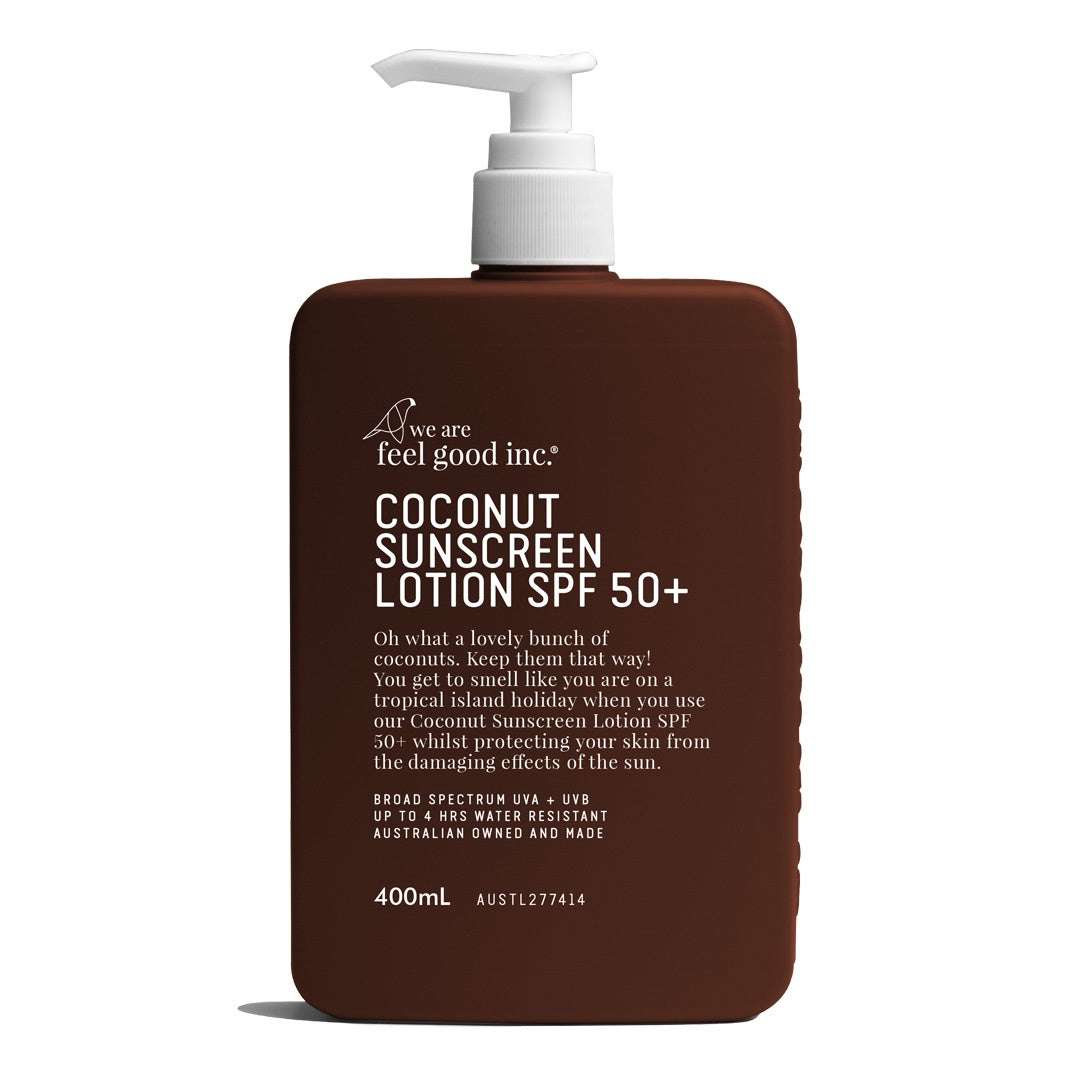 Natural Coconut Sunscreen SPF 50+ Broad Spectrum UVA/UVB Protection 13.5oz (400ml) - Water Resistant, Reef Safe, Vegan & Cruelty Free for Beach, Pool & Outdoor Activities