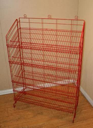 5-Tier Adjustable Metal Wire Storage Rack - Stackable Pantry Organizer Basket for Kitchen, Cabinet, Closet & Bedroom - Space Saving Home Organization (Red, 54
