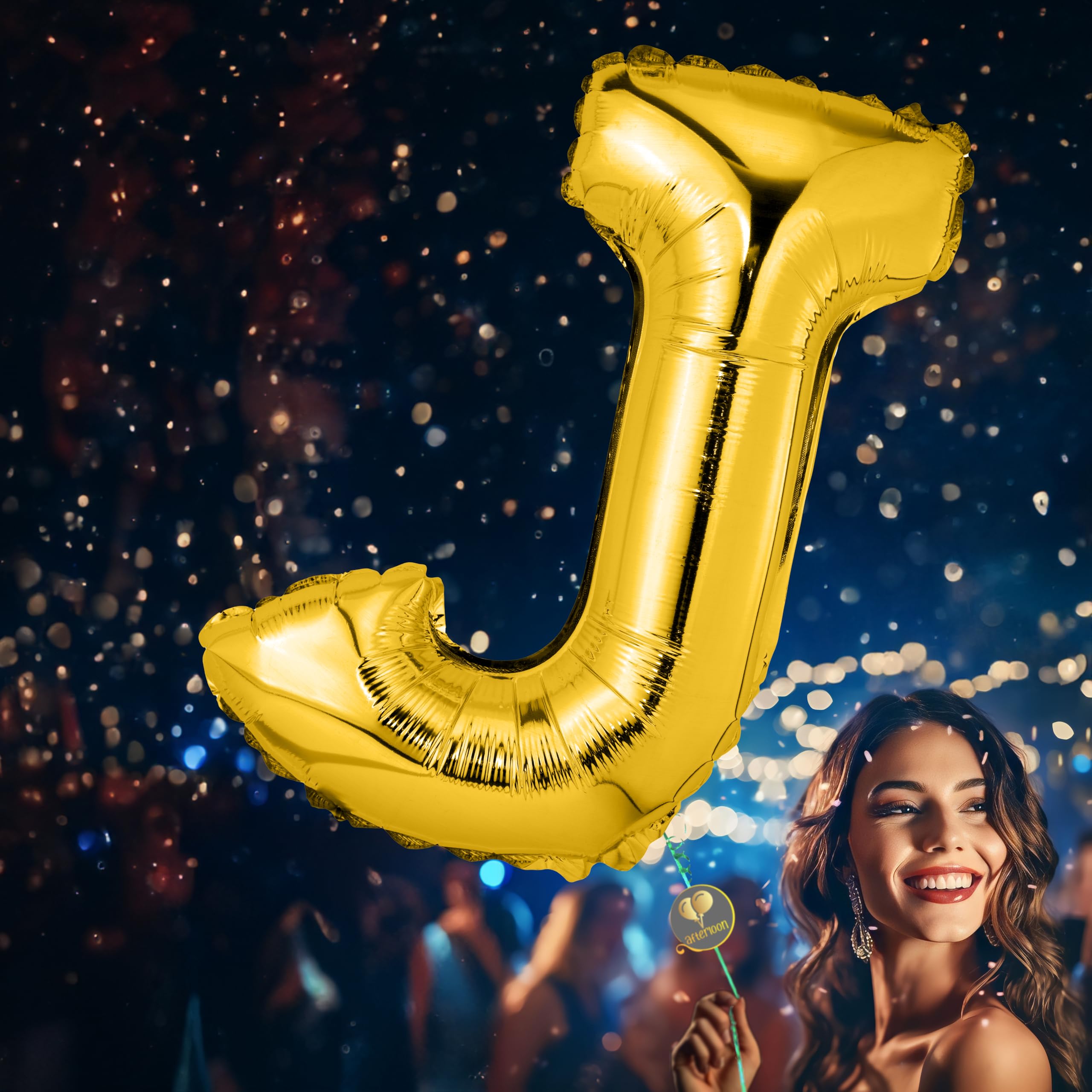 AFTERLOON® 42 Inch Giant Jumbo Helium Foil Mylar Alphabet Balloons - Letter J, Glossy Gold - Premium Quality Party Decorations for Graduation, Anniversary, Bridal Shower, Wedding & Birthday Celebrations - Perfect for Photo Backdrops, Event Decor & Party Centerpieces