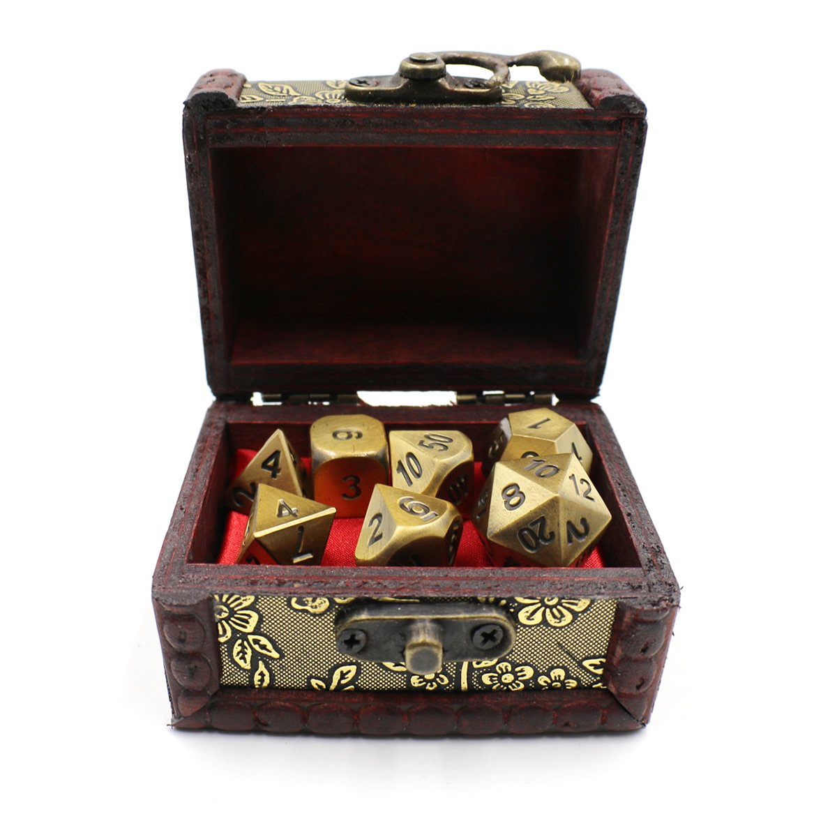 Premium Metal DND Dice Set with Gold Storage Box - Perfect for Roleplaying Games, Dungeons & Dragons, Tabletop RPG Adventures