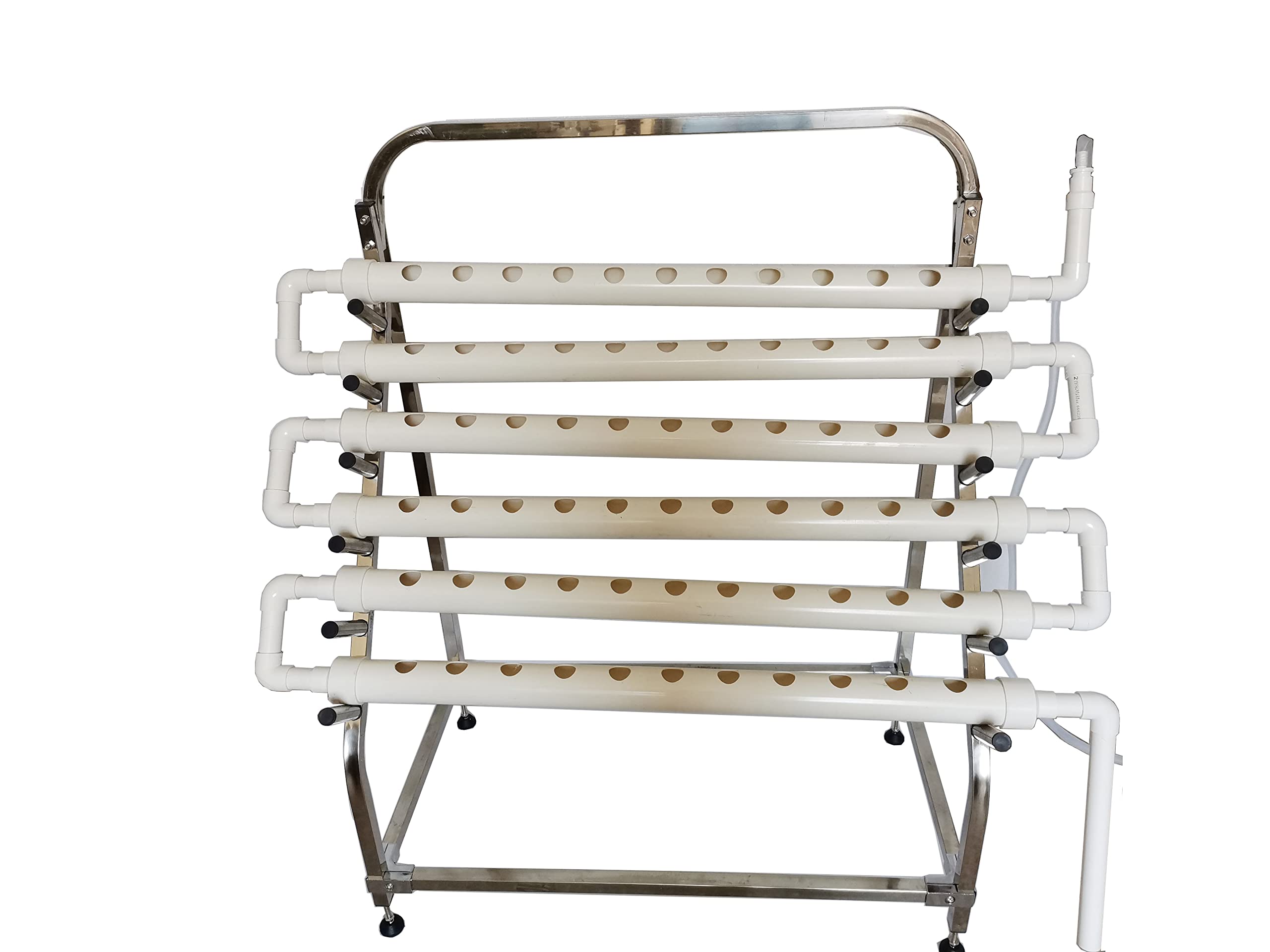 INTBUYING 6-Pipe 66-Hole Stainless Steel Hydroponic Grow Kit - Ladder-Style Garden System for Vegetables, Herbs & Indoor Plants | Perfect for Home Gardening, Urban Farming & DIY Hydroponics