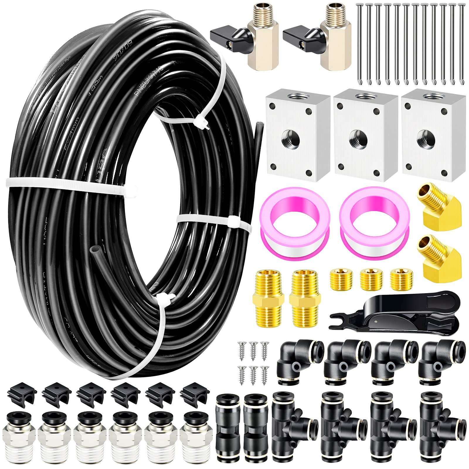 TAILONZ PNEUMATIC 1/2 Inch OD Black Nylon Air Hose - DOT Approved Air Brake Tubing (100ft/32Meter) - Ideal for Truck, Trailer & Industrial Air Systems