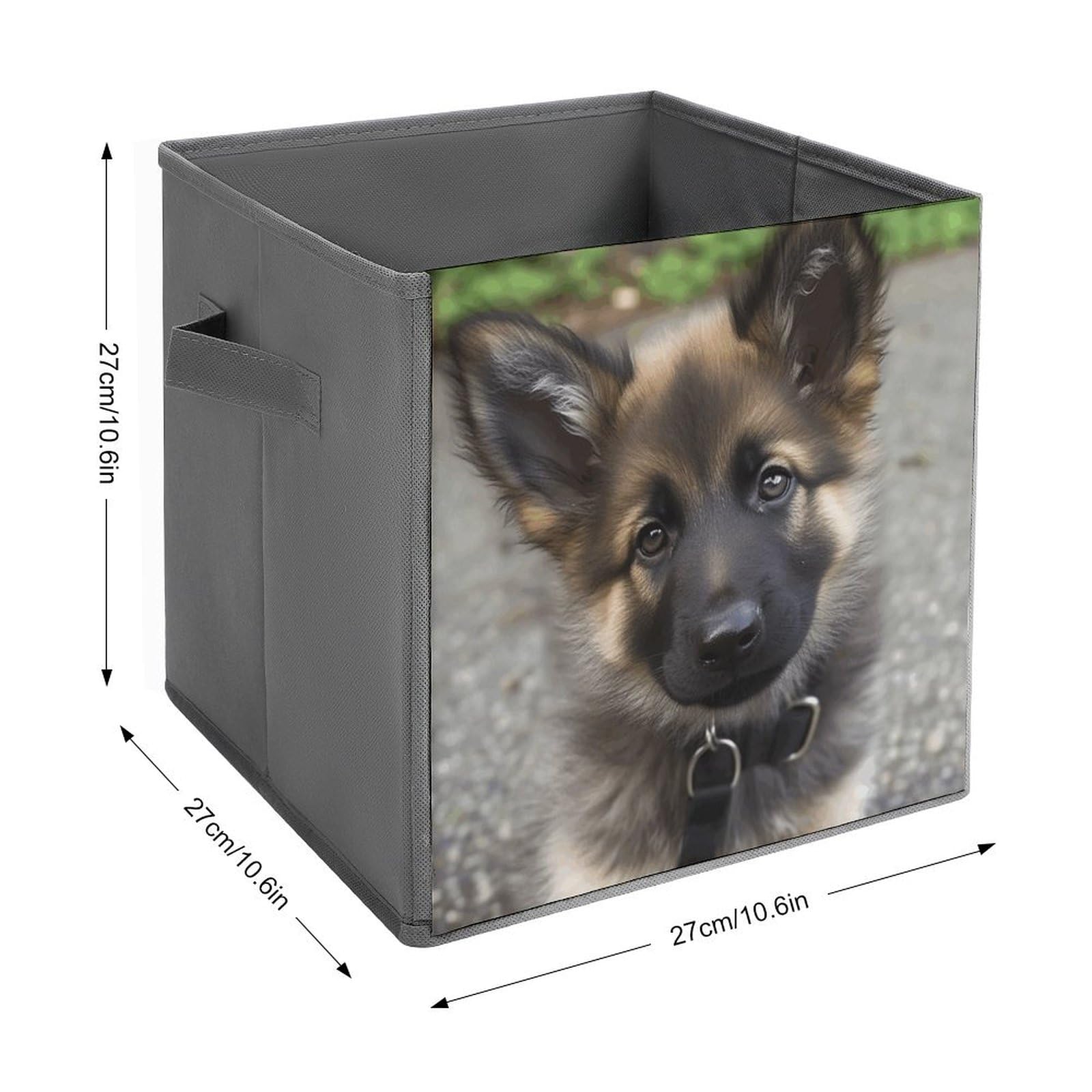 Collapsible Storage Bins 2-Pack - Stackable Foldable Storage Containers with Handles, Cute German Shepherd Puppy Design - Home Organization Cube Baskets for Closet, Nursery, Office & Laundry Room