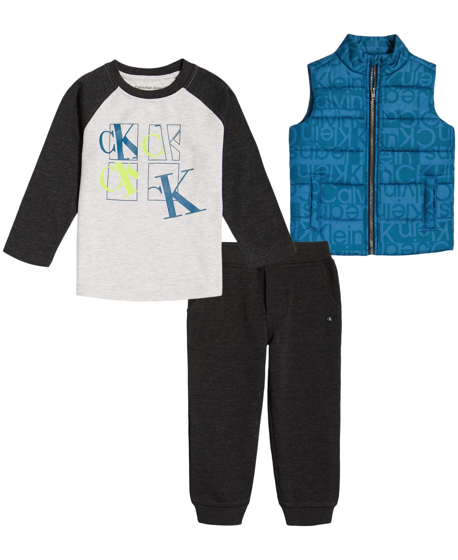 Calvin Klein Baby Boys 3-Piece Vest Set | Soft Cotton Newborn Outfit for Boys | Perfect for Photos, Parties & Everyday Wear