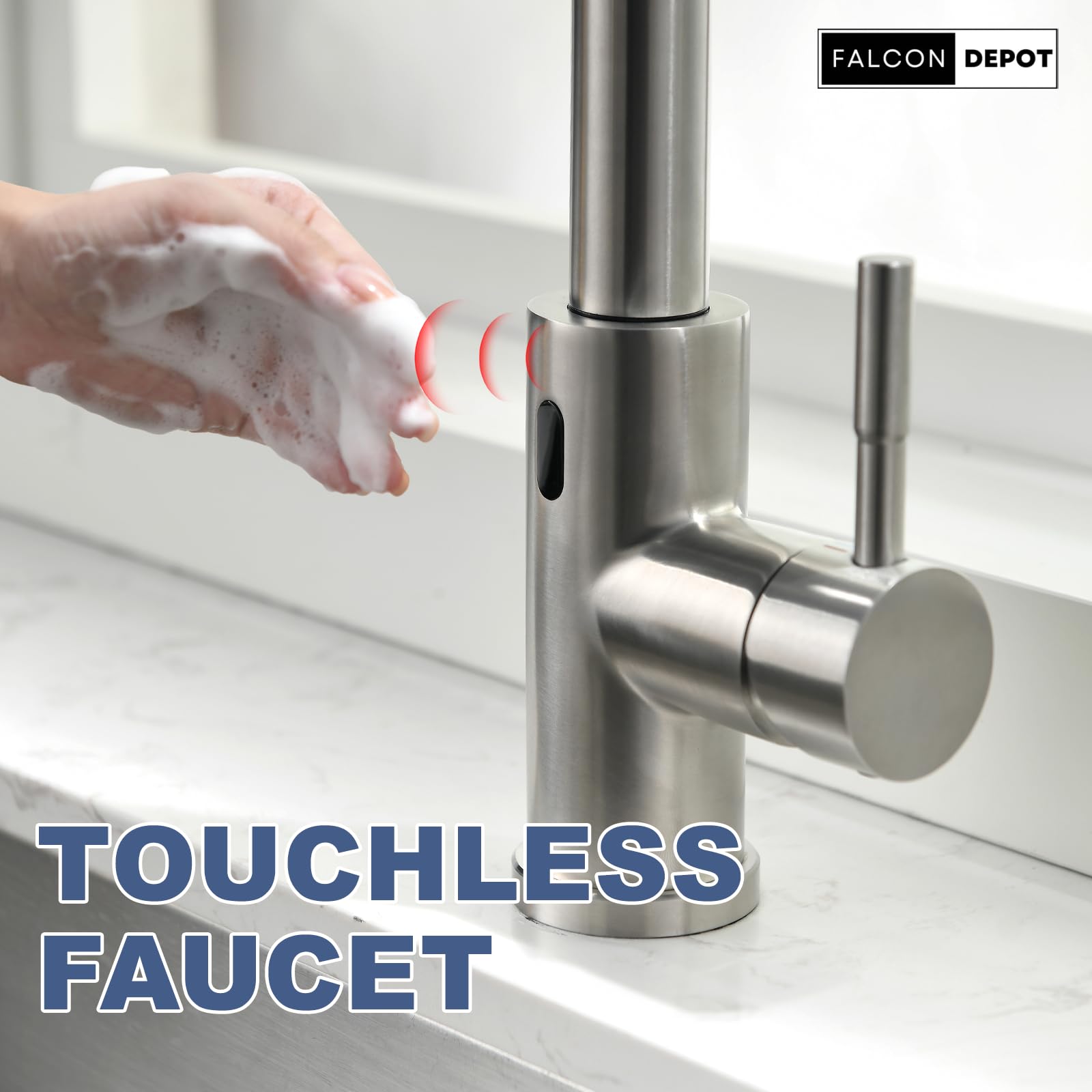 Hands-Free Kitchen Faucet with Motion Sensor - Brushed Nickel for Modern Sinks