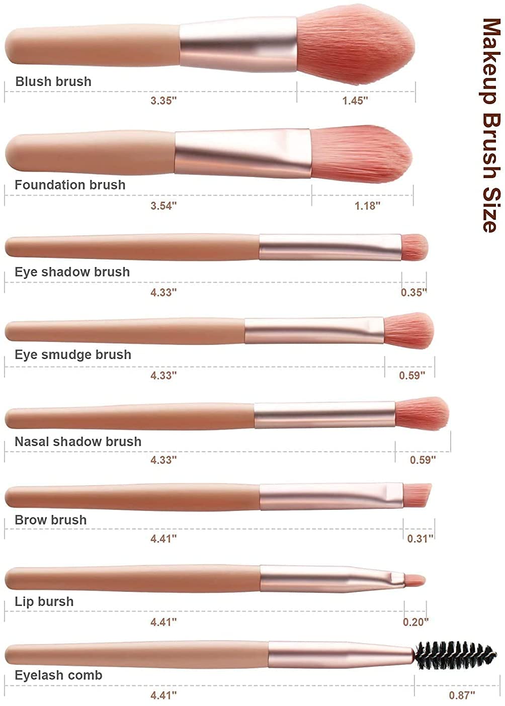 Simxen 8-Piece Professional Makeup Brush Set for Foundation, Blush, Eyeshadow, Eyeliner, Lips & Brows | Portable Travel Makeup Kit with Case | Perfect for Daily Makeup, Travel & Professional Use