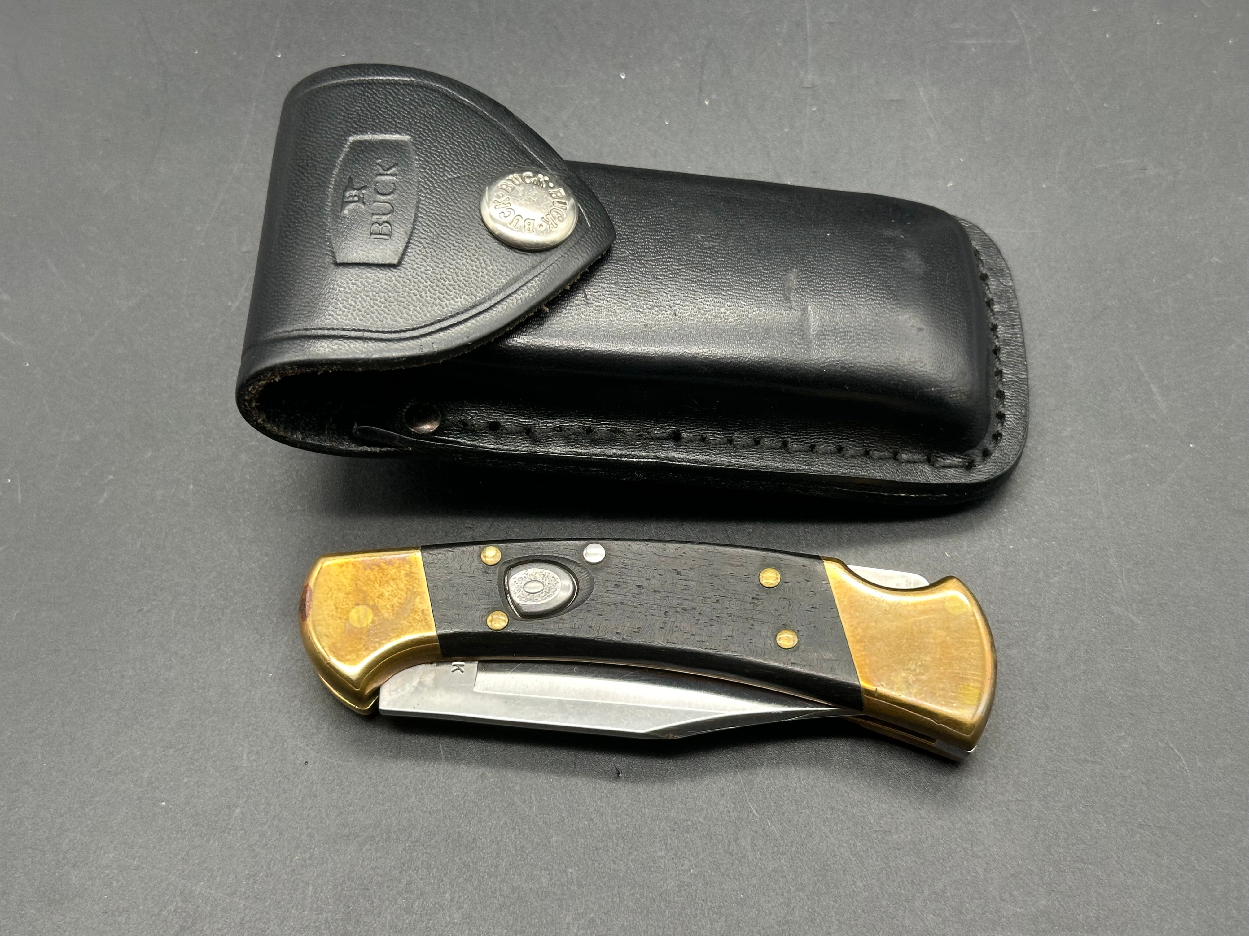 Buck 110 Automatic Knife with Genuine Leather Sheath - EDC Folding Pocket Knife for Hunting, Camping & Outdoor Adventures