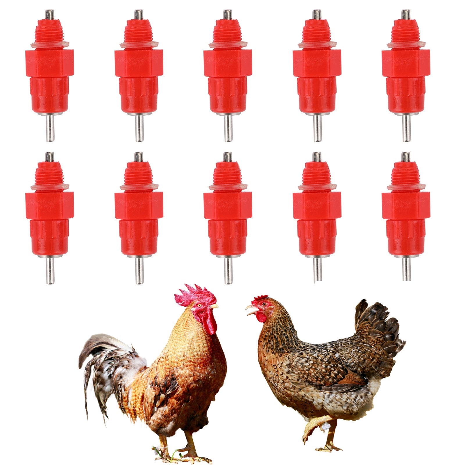 10 Pcs Automatic Poultry Water Nipple Valves - Chicken Duck Bird Drinker Waterer Feeder Kit for Coops & Farms (Durable & Leak-Proof) - Perfect for Backyard Flocks, Poultry Houses & DIY Watering Systems