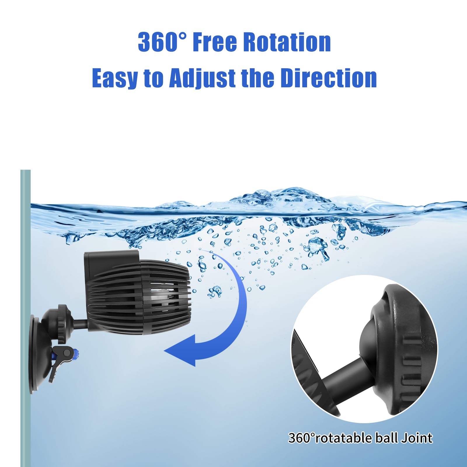 AQUANEAT 800GPH Submersible Aquarium Circulation Pump - Adjustable Wave Maker & Powerhead for Fish Tank with Strong Suction Cup - Ideal for Saltwater & Freshwater Tanks, Reef Aquariums, and Aquatic Plant Environments