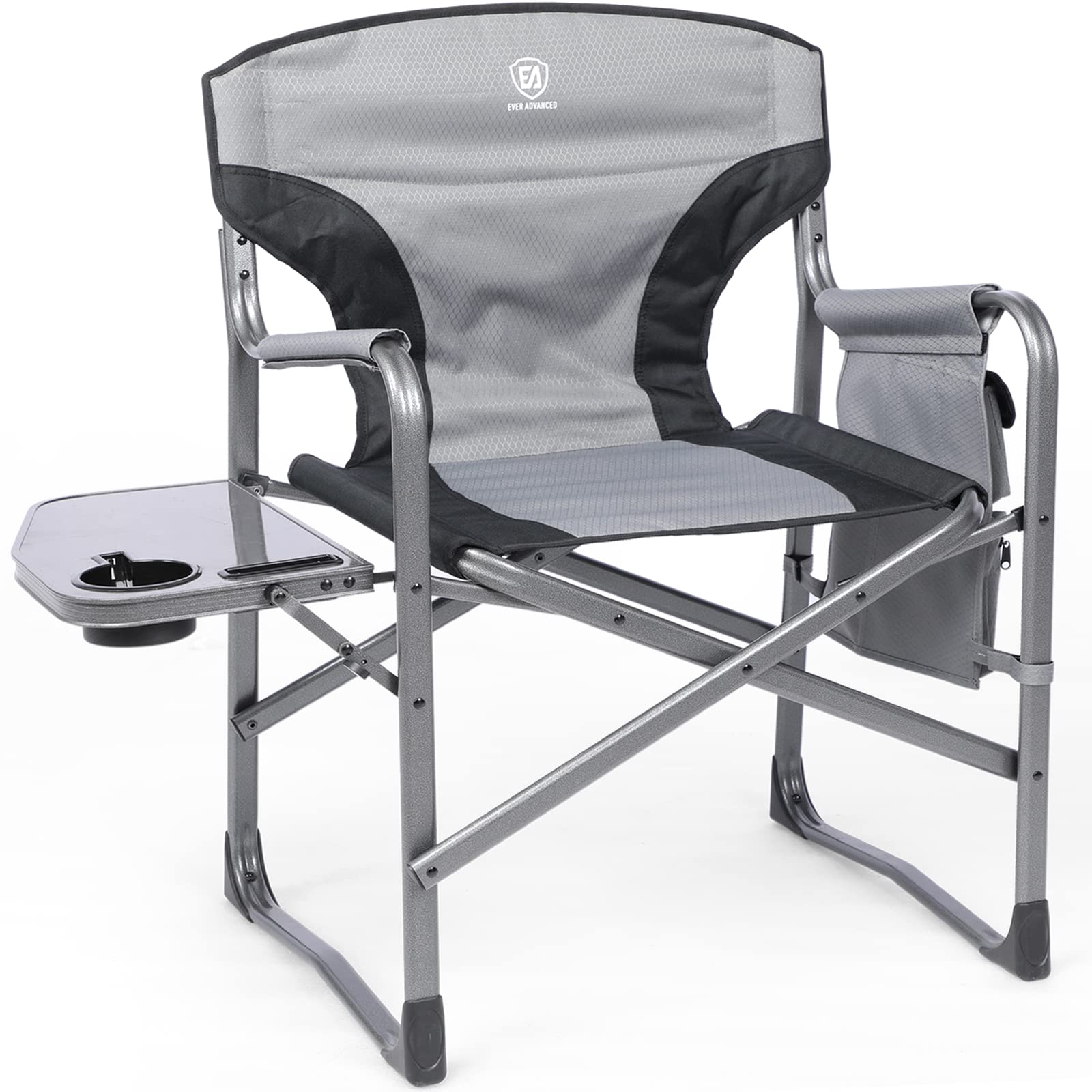 EVER ADVANCED Lightweight Folding Director's Chair - Heavy Duty 350LB Capacity Aluminum Camping Chair with Side Table & Storage Pouch - Perfect for Outdoor Movies, Beach, Picnics, Camping & Backyard Relaxation