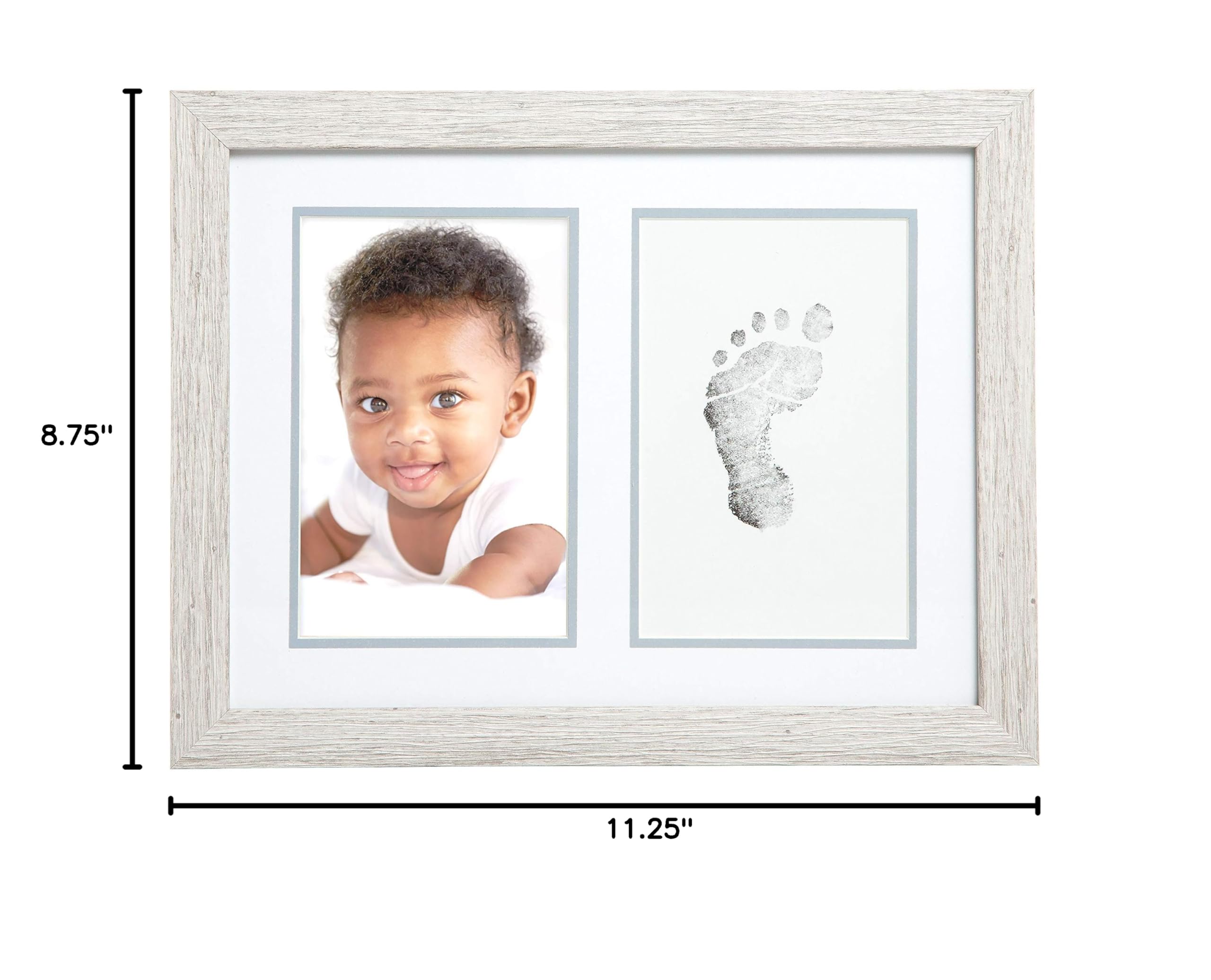 Kate & Milo Rustic Baby Footprint Photo Frame and Ink Kit - Handcrafted Wood Keepsake for Newborn Memories, Woodland Nursery Décor, Rustic Picture Frames for Baby Shower Gifts & Nursery Wall Art - Perfect for First Birthday, Christening, and Family Photo Displays