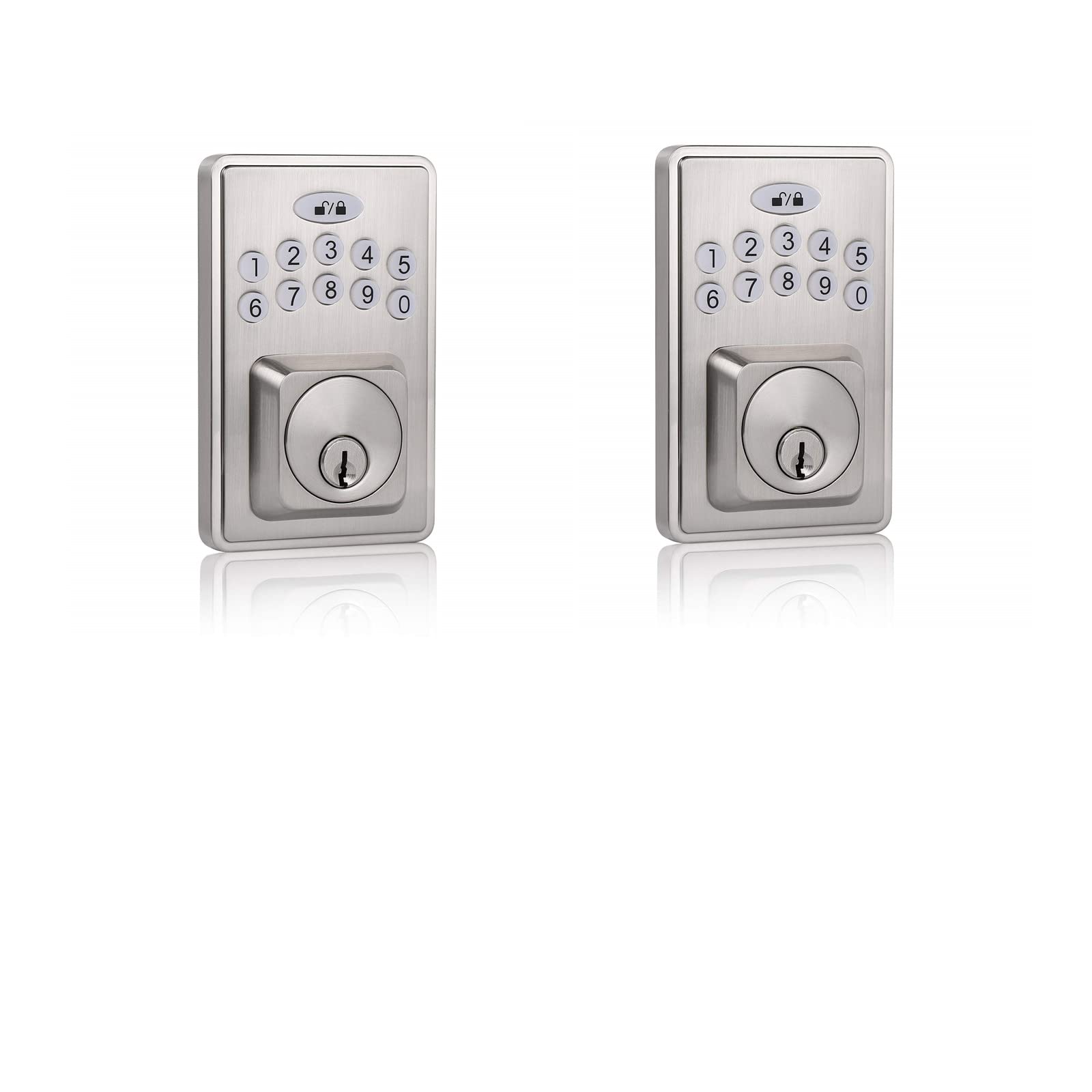 Probrico Keyless Entry Smart Deadbolt Lock - Electronic Exterior Door Lock with 100 User Codes, Auto-Lock & Backlit Keypad - Easy Installation Satin Nickel (2 Pack) - Perfect for Homes, Apartments & Vacation Rentals