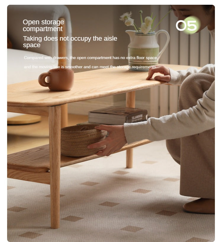 Minimalist Ultra Narrow Coffee Table - Solid Oak & Cherry Wood - Perfect for Small Spaces, Apartments, and Modern Living Rooms