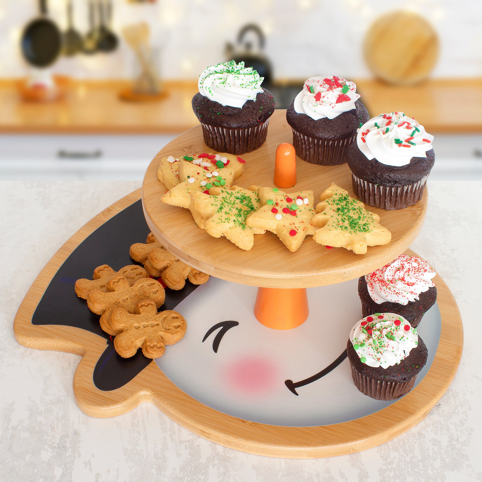 2-Tier Snowman Cupcake Stand for Christmas Desserts - Perfect for Holiday Parties & Baking Displays
