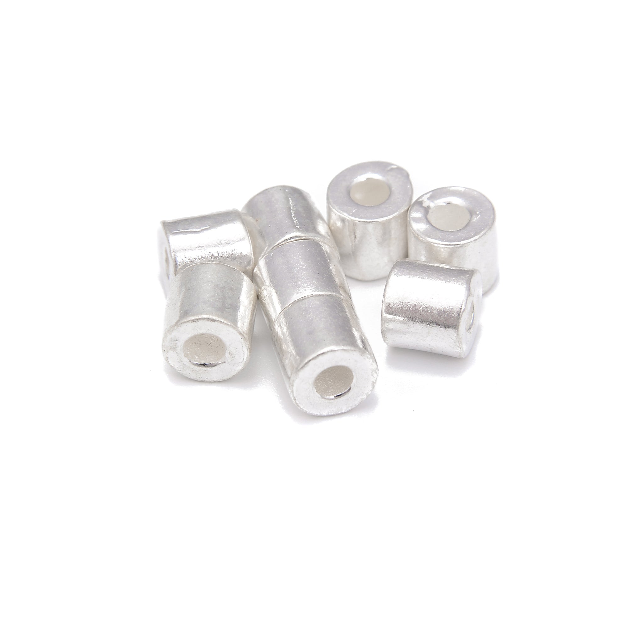 925 Sterling Silver Cylinder Beads - 5.5x5.5mm Size - 4pcs per Bag for Jewelry Making, DIY Bracelets & Necklaces