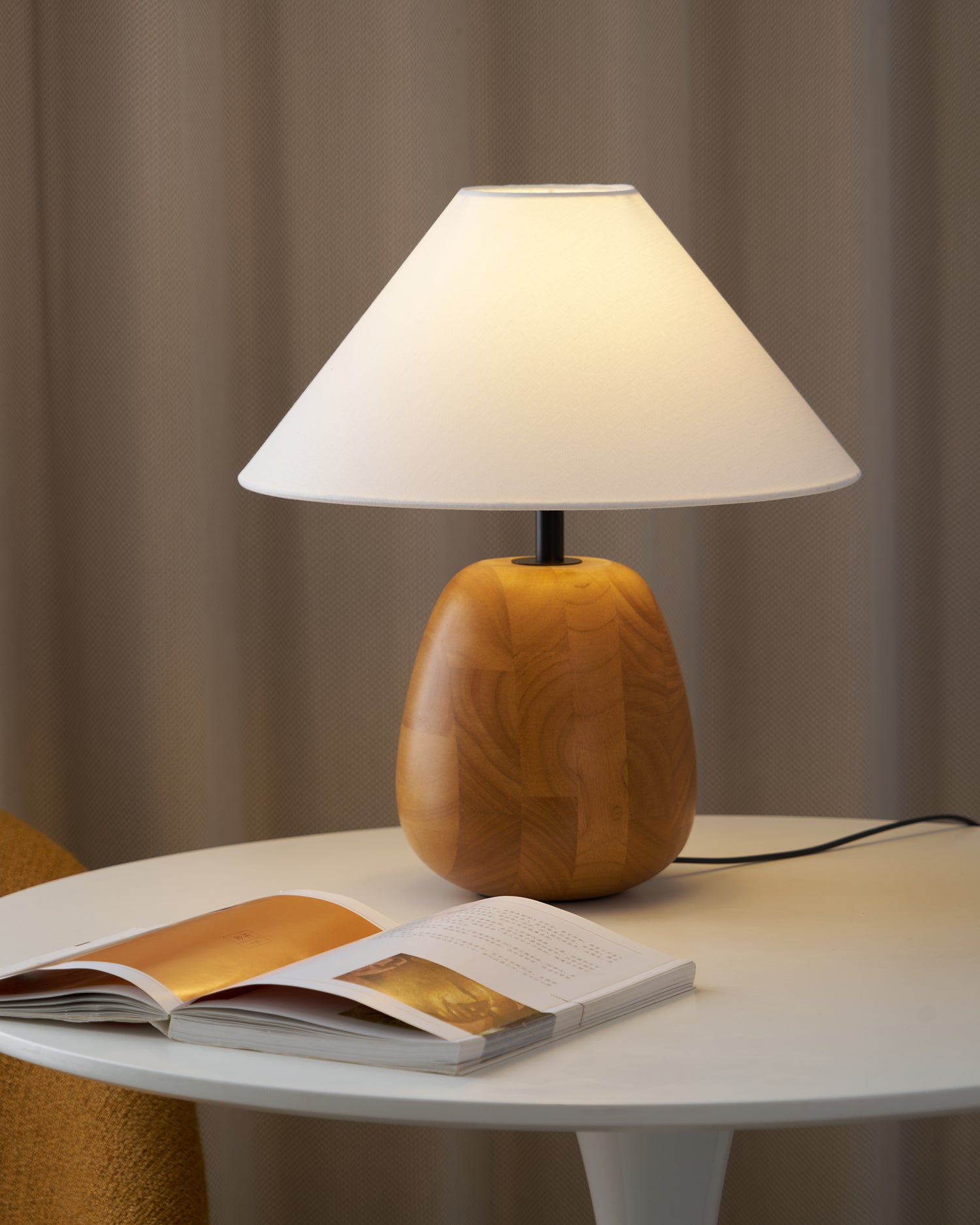 Stylish Irving Wood Table Lamp - Modern Home & Office Decor Lighting for Bedroom, Living Room, and Study - Warm Ambient Light for Reading & Relaxation