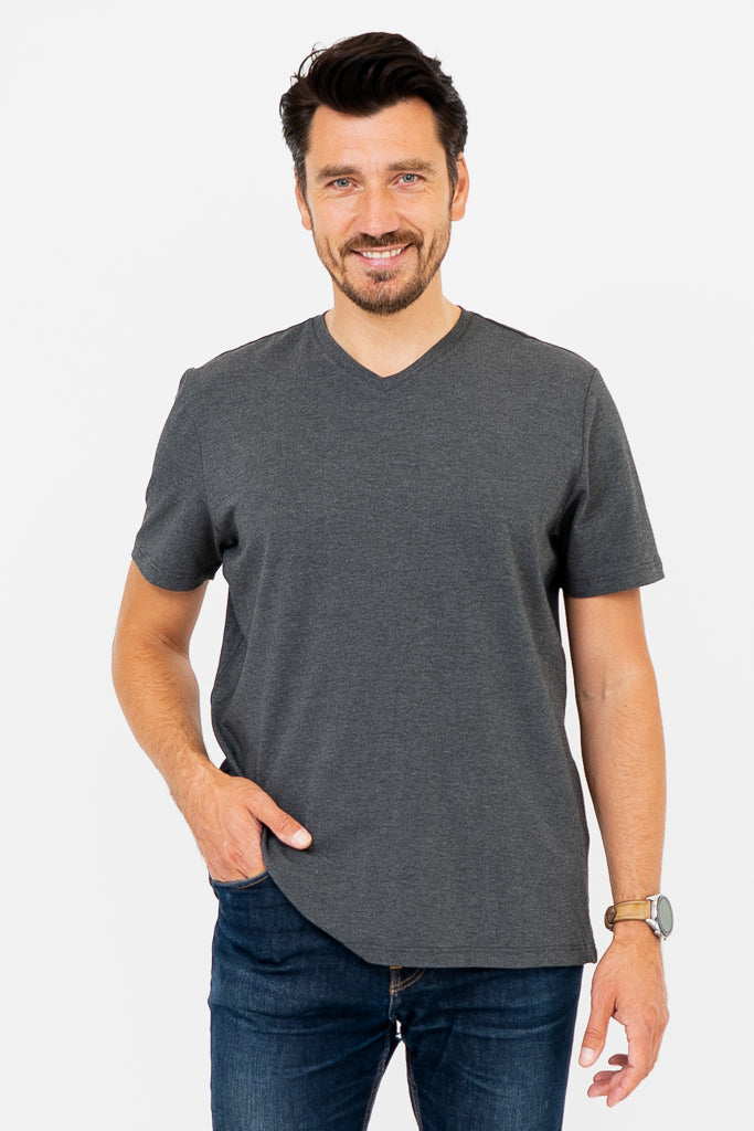Adam Men's Short Sleeve Bamboo Shirt - Breathable & Comfortable Casual Wear in Graphite - Perfect for Office, Travel & Summer Outfits