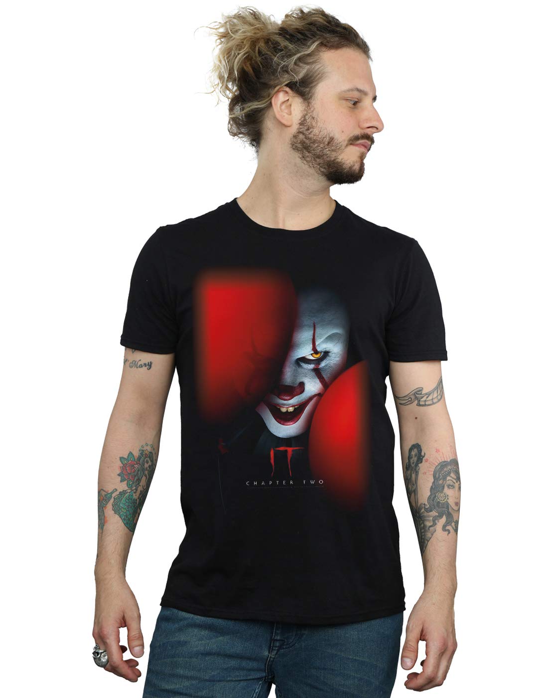IT Chapter 2 Pennywise Behind The Balloons Horror Movie T-Shirt for Men - Black XXXXX-Large - Halloween Costume & Horror Fan Gift