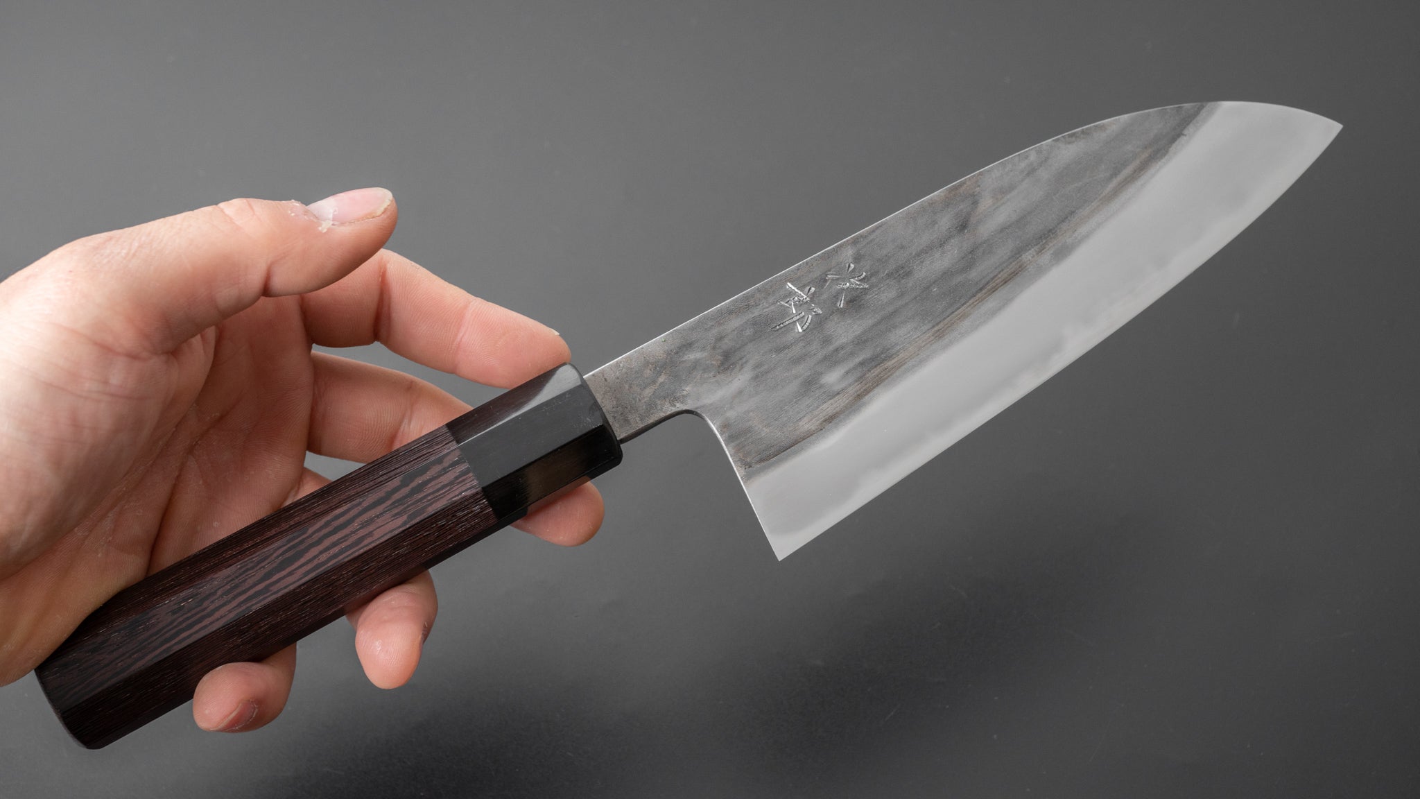 Premium Jiro Tsuchime Wa Santoku Knife 165mm - Japanese Damascus Steel with Taihei Tagayasan Wood Handle - Perfect for Sushi, Vegetables & Meat Cutting (#365)