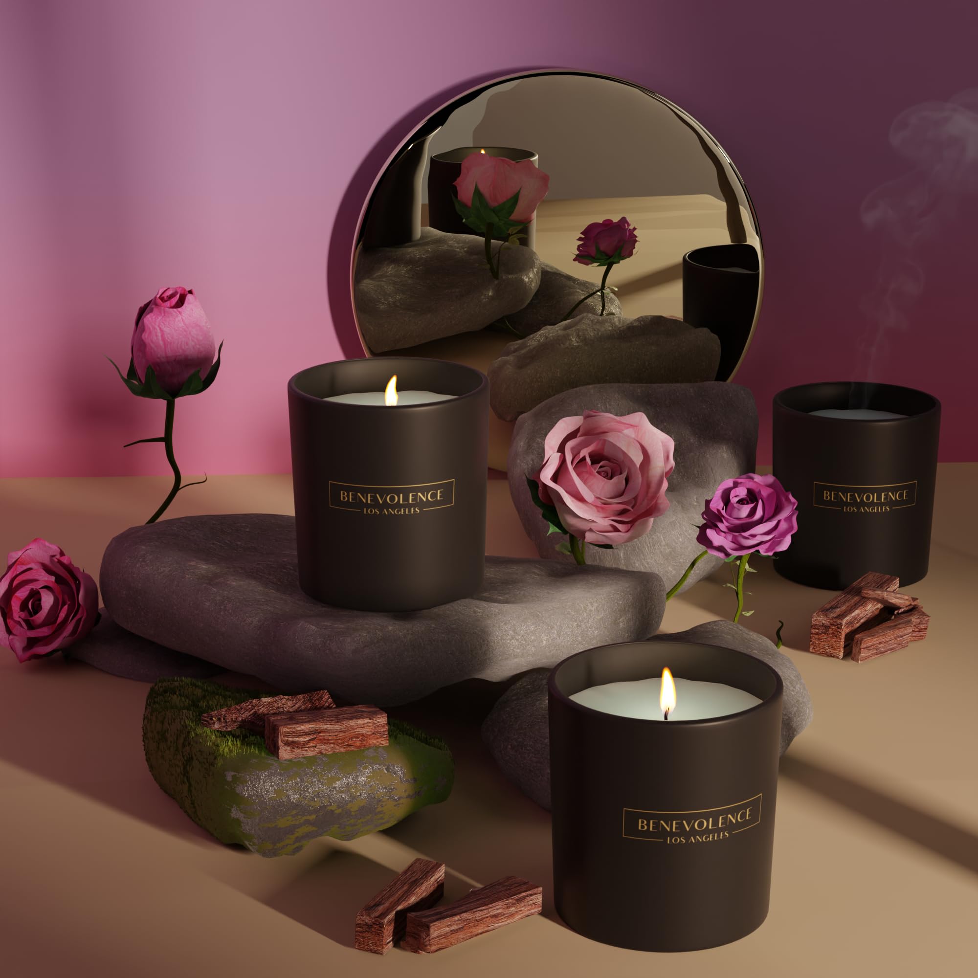 Rose & Sandalwood Scented Soy Candle - 6oz Home Fragrance for Relaxation