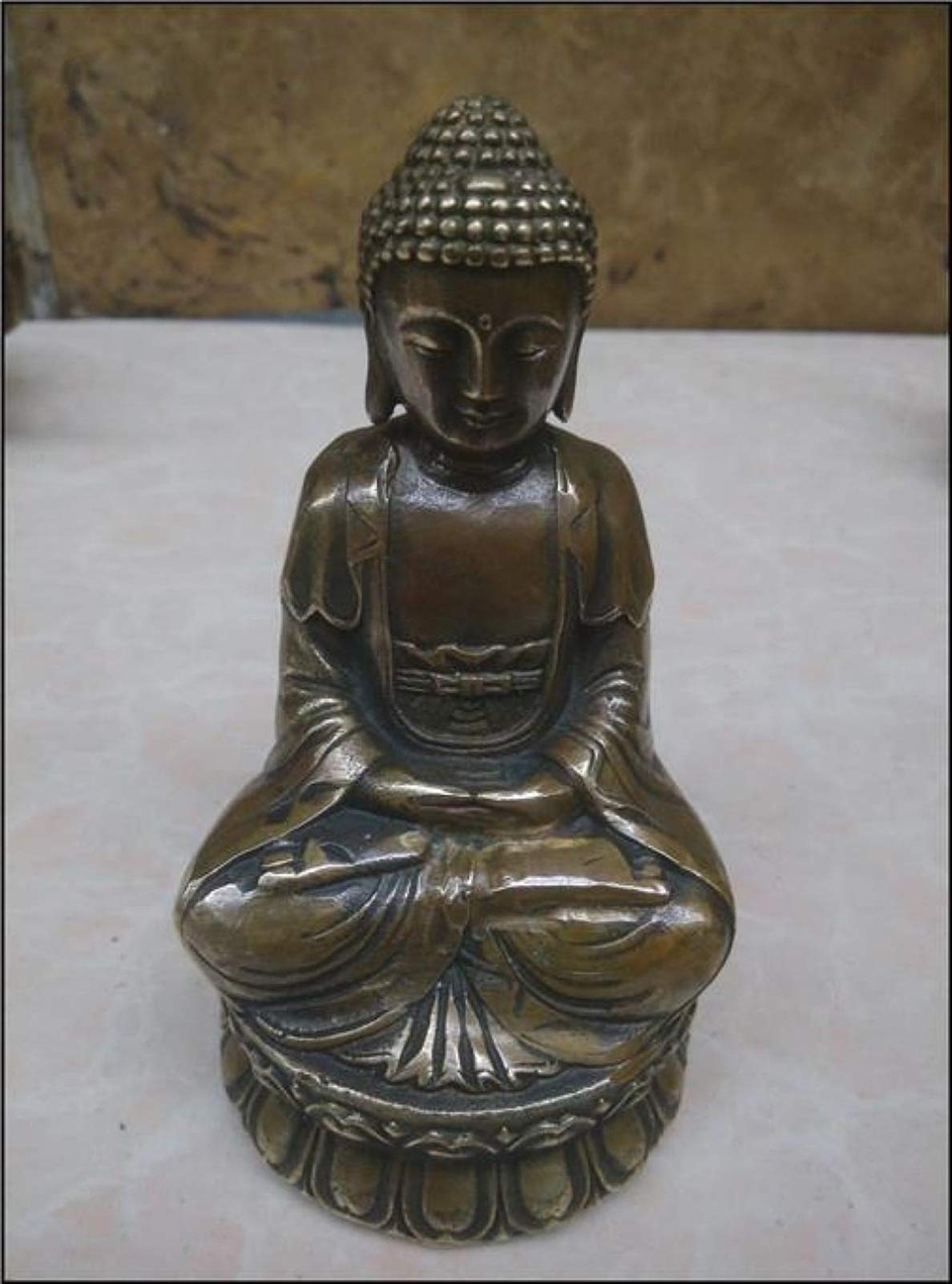 Handcrafted AURH Small Copper Buddha Statue - Shakya Muni Bronze Figurine for Meditation & Home Decor | Buddhist Altar Ornament & Spiritual Gift