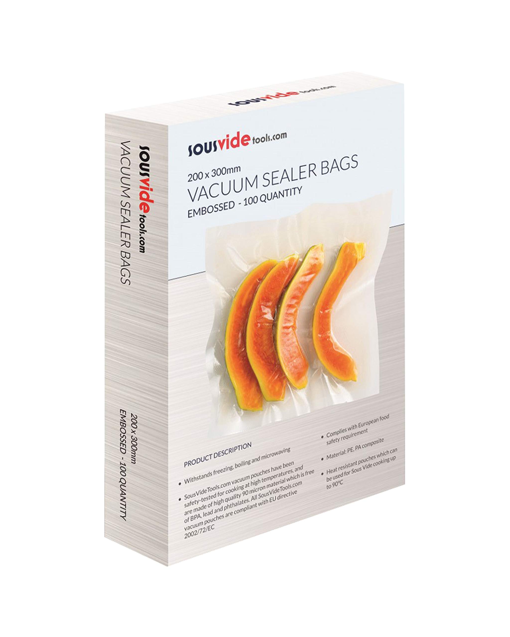 Premium Vacuum Sealer Bags - 100 Pack (20cm x 30cm) | Embossed Food Storage Bags for Sous Vide Cooking, Freezing & Meal Prep | Microwave Safe & Leakproof | Perfect for Home Kitchens & Commercial Use | SVT-06003