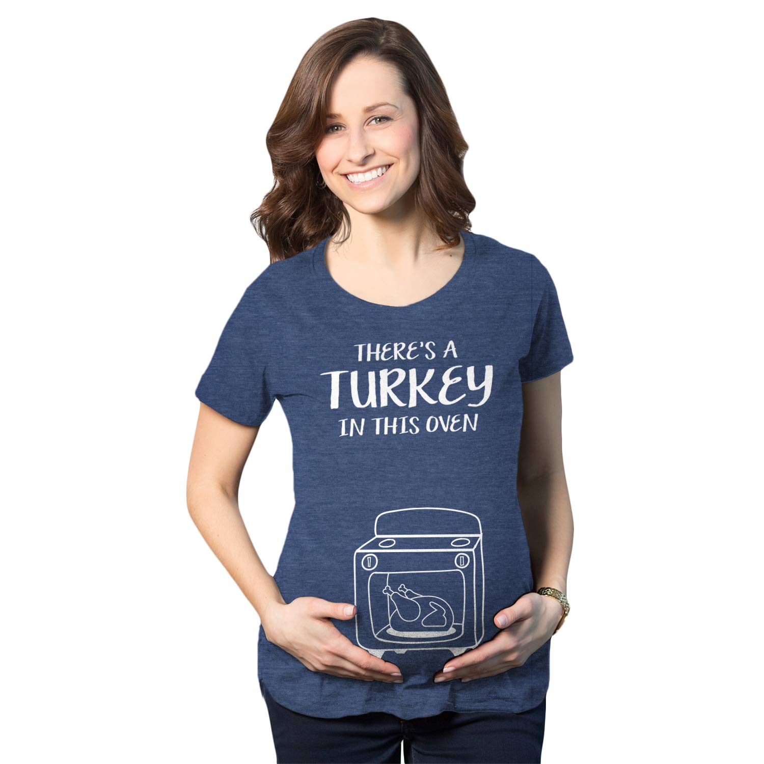Funny Thanksgiving Pregnancy T-Shirt - 'There's A Turkey in This Oven' Maternity Tee for Expecting Moms | Cute Holiday Outfit for Baby Showers & Family Photos