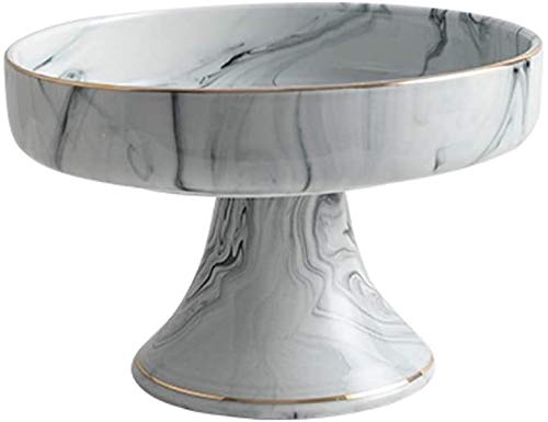 Nordic Style Marble Ceramic Cake Stand - 2 Colors & Sizes (Gray, 24.3cm) - Elegant Dessert Plate for Wedding, Birthday Party & Afternoon Tea Display