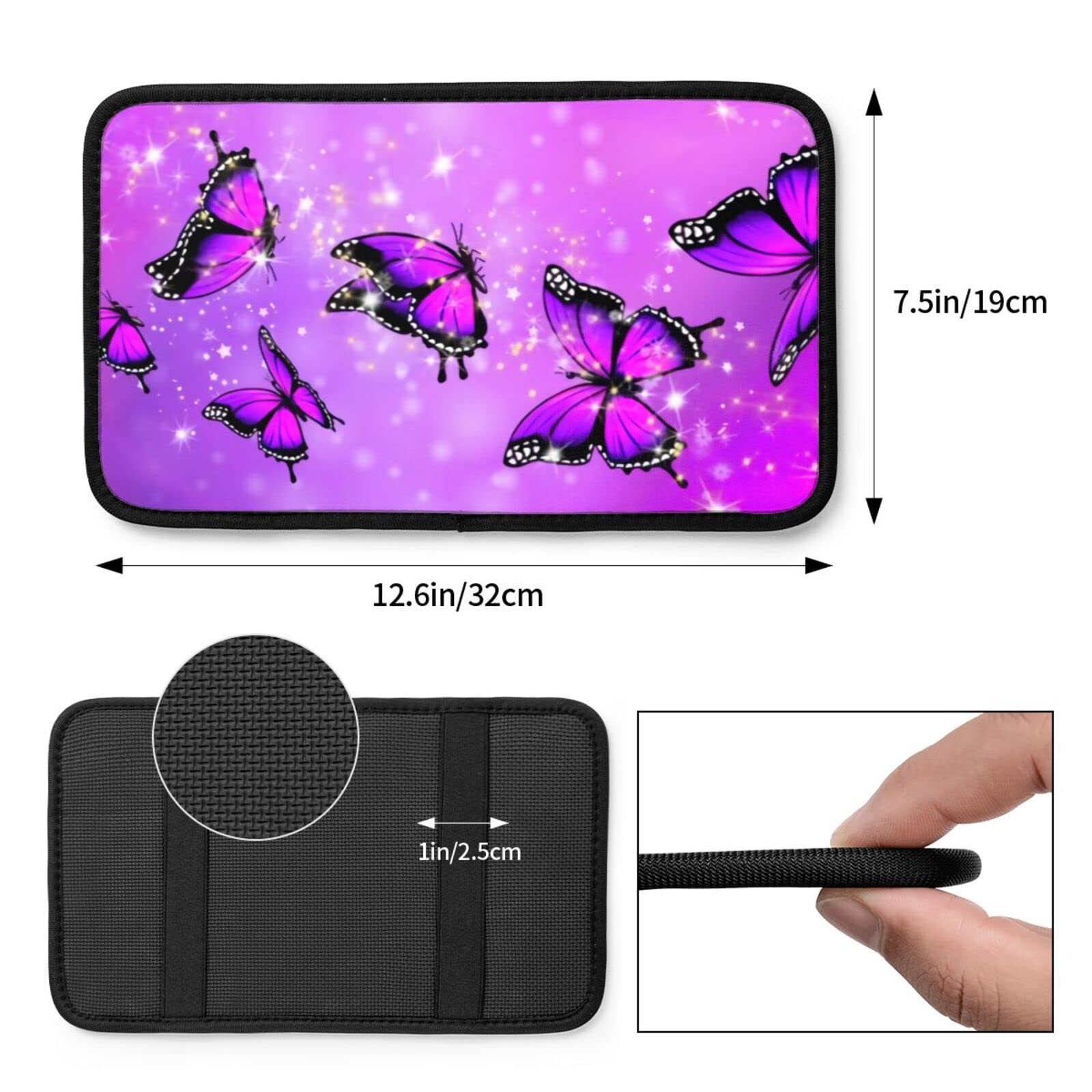 **Dream Purple Butterfly Car Armrest Cover – Universal Soft Waterproof Console Pad for Women & Girls – Fashionable & Cute Auto Accessory – Perfect for Sedans, SUVs & Long Drives**