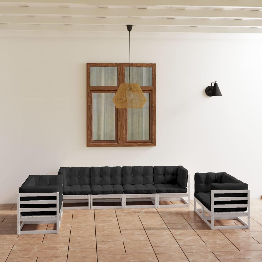 8-Piece Patio Lounge Set with Cushions - Solid Pinewood Outdoor Furniture for Porch, Backyard, Balcony - Perfect for Relaxing, Entertaining & Outdoor Dining