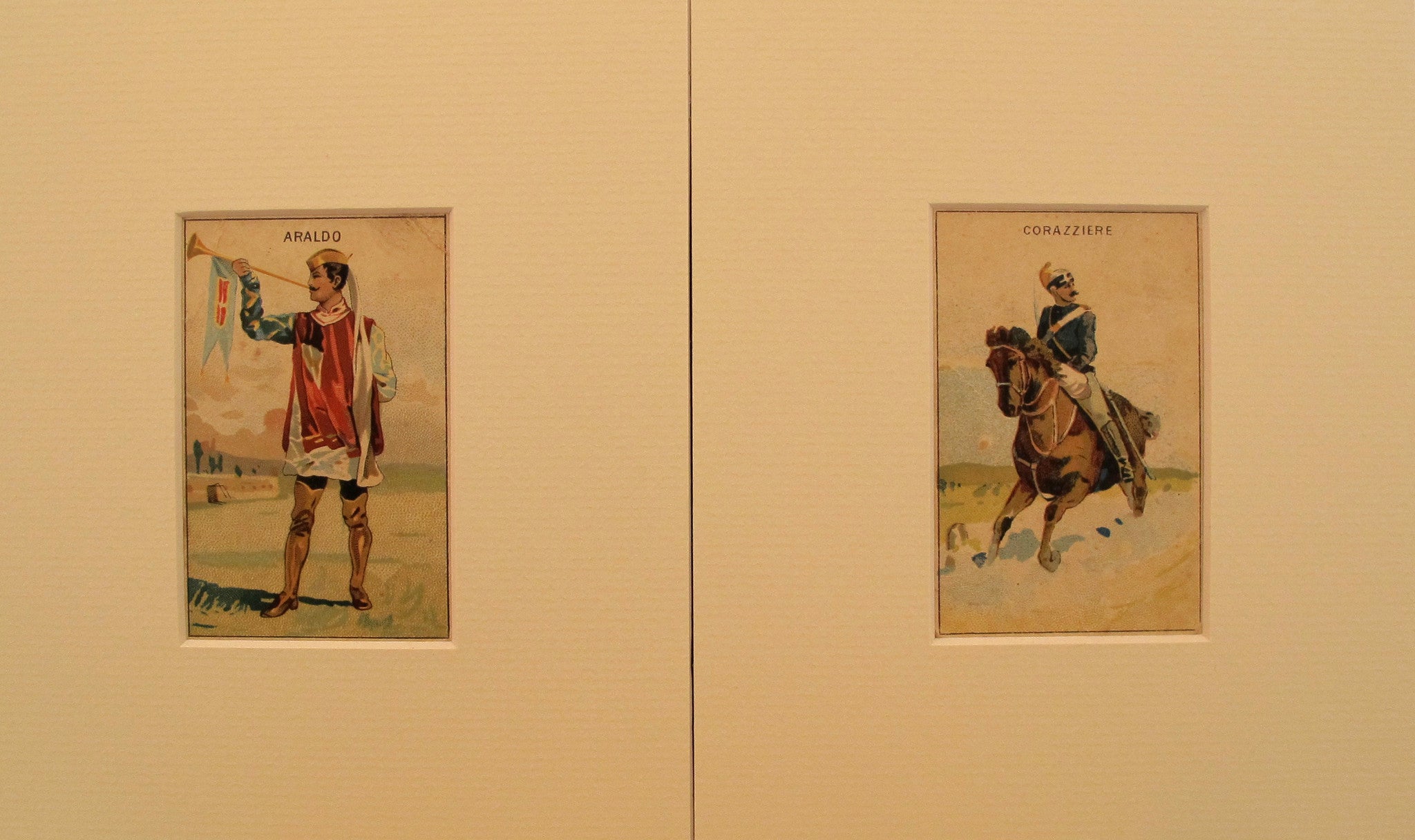Vintage 1910s Italian Art Nouveau Trade Cards - Corazziere & Araldo (Set of 2) | Antique Collectible Postcards for Home Decor, Framing & Historical Collections