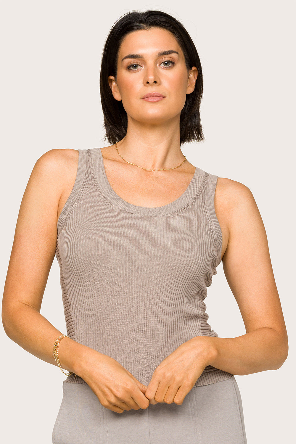 Vida Knit Tank Top for Women - Soft Stone Color Casual Summer T-Shirt | Perfect for Beach, Yoga, and Everyday Wear