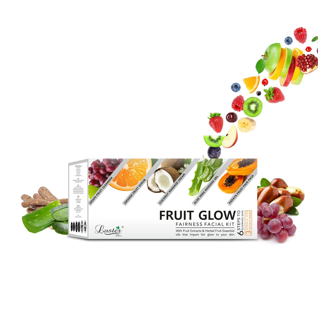 Luster Cosmetics Combo Pack: Fruit Glow Fairness Facial Kit (120ml) & Green Apple Face Mist Toner (115ml) | Glowing Skin & Deep Cleansing Treatment | Paraben & Sulfate Free Skincare Set | For Women & Men | Perfect for Daily Skincare Routine & Travel Essentials