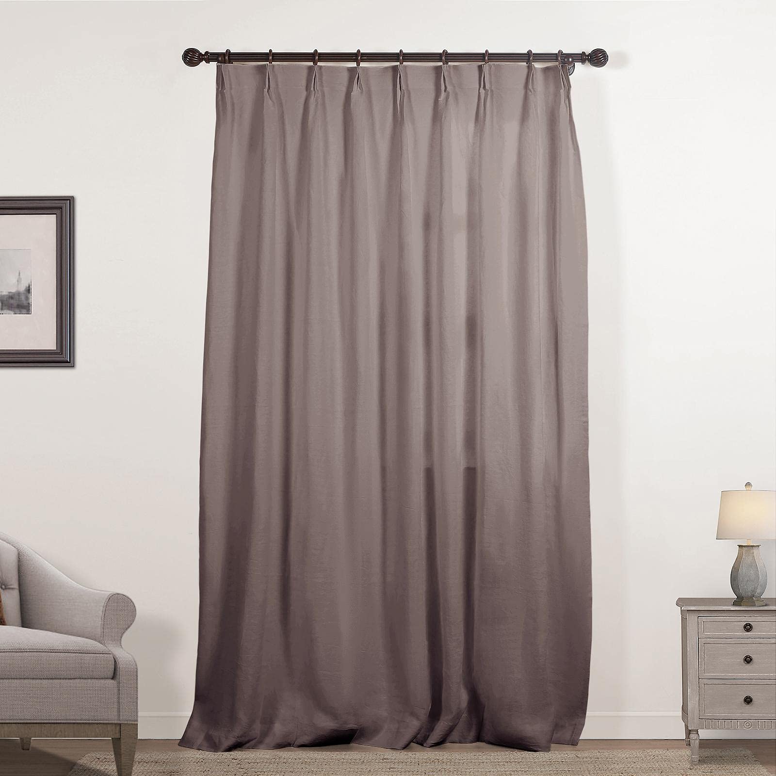 Premium Flax Linen Pinch Pleated Curtains for Bedroom - 84
