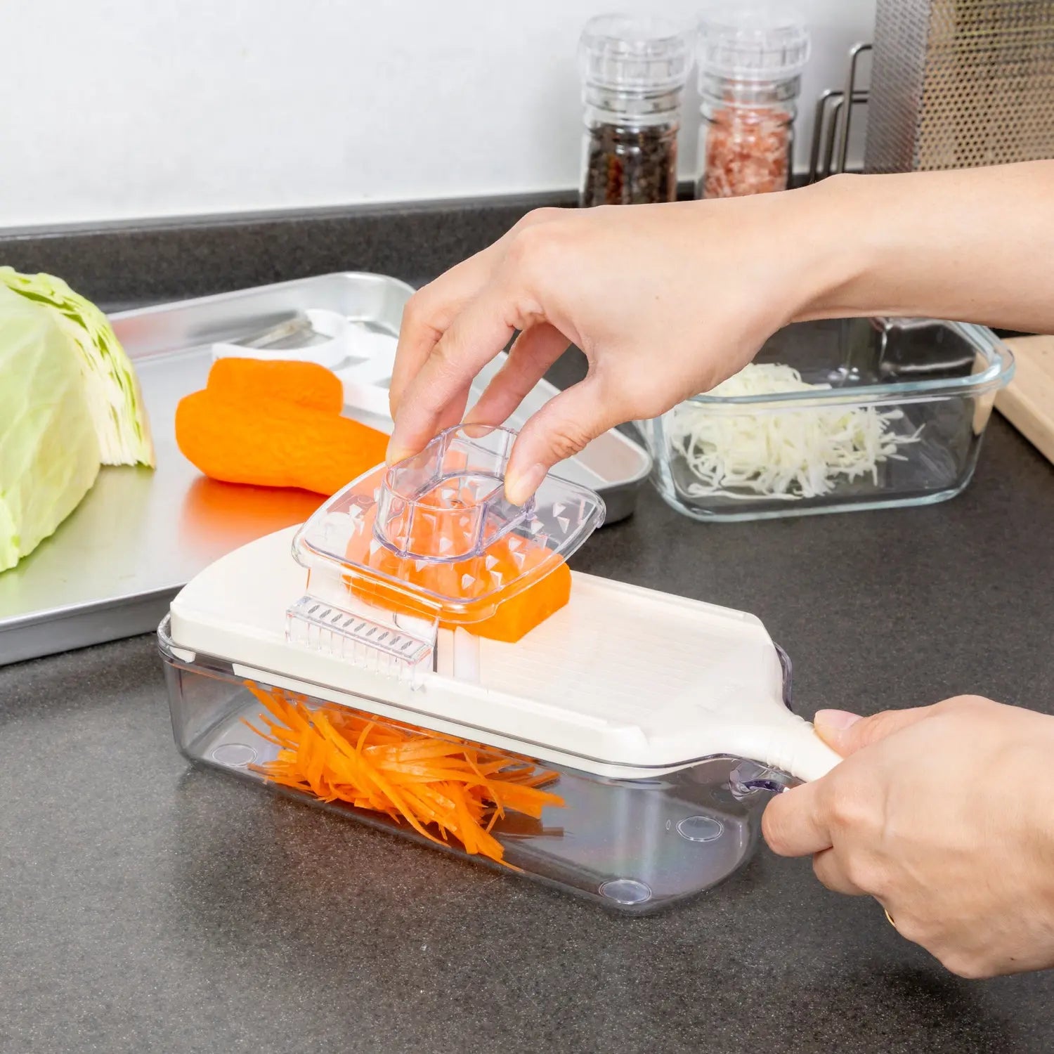 Kyocera ABS Resin Multi-Function Mandoline Slicer 3-Piece Set - Professional Vegetable & Fruit Slicer for Kitchen, Salad Prep & Food Processing | Dishwasher Safe
